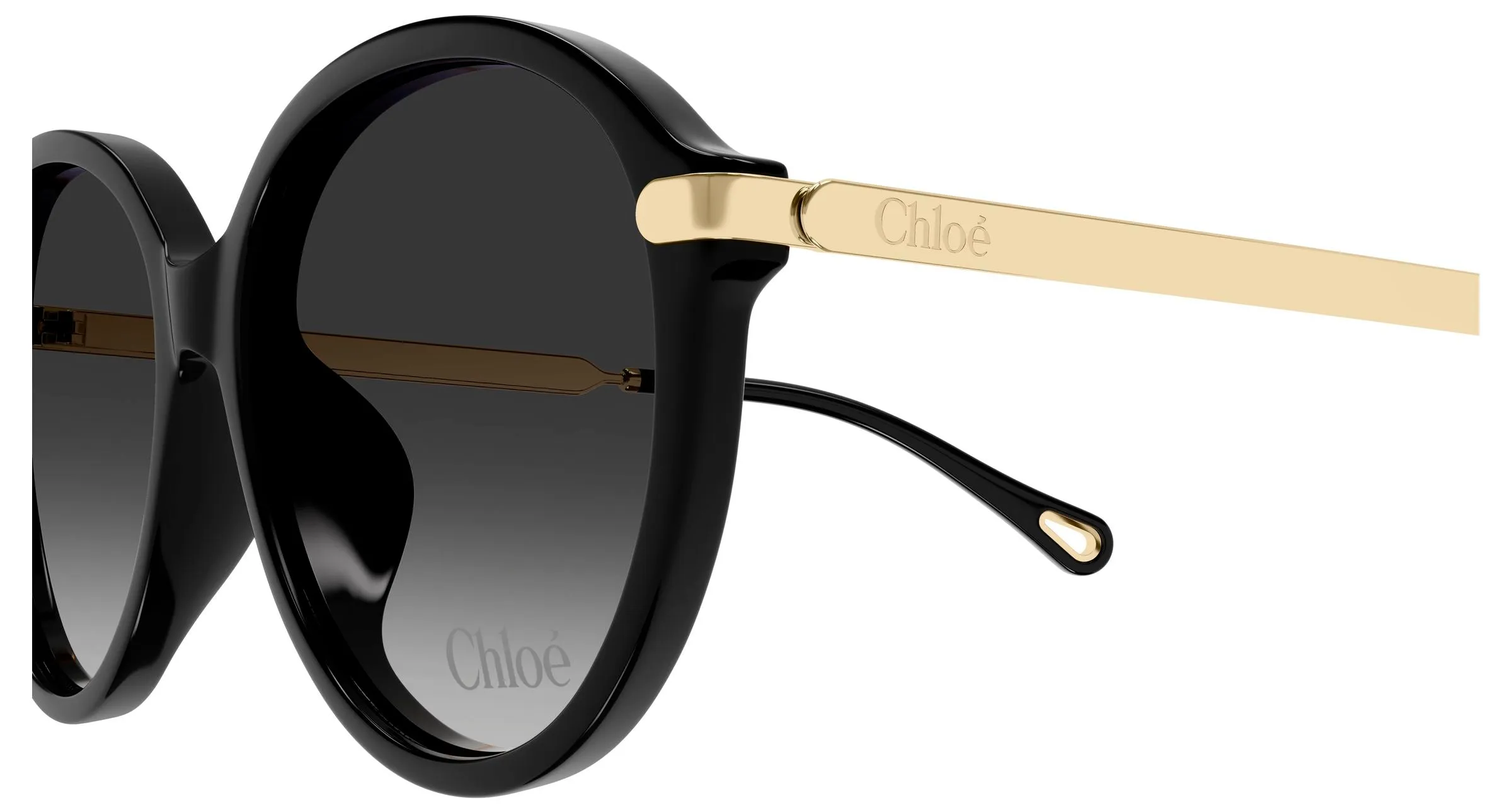 Chloé CH0358SK 001 Occhiali da sole Acetato Nero Grigio Rotonda Sfumato - immagine 3
