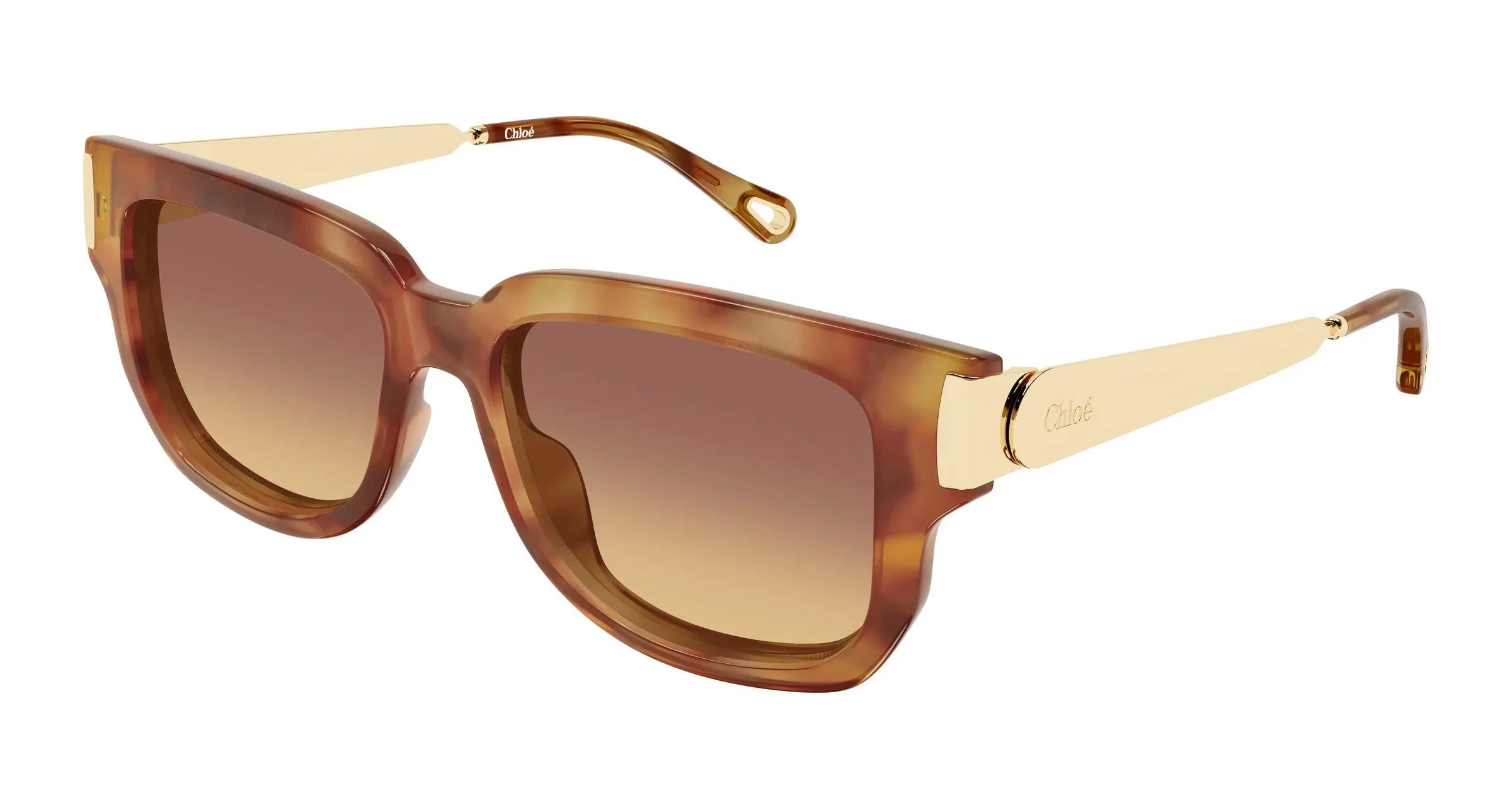 Chloé CH0351S 002 Occhiali da sole Acetato Havana Marrone Squadrata Sfumato - immagine 1