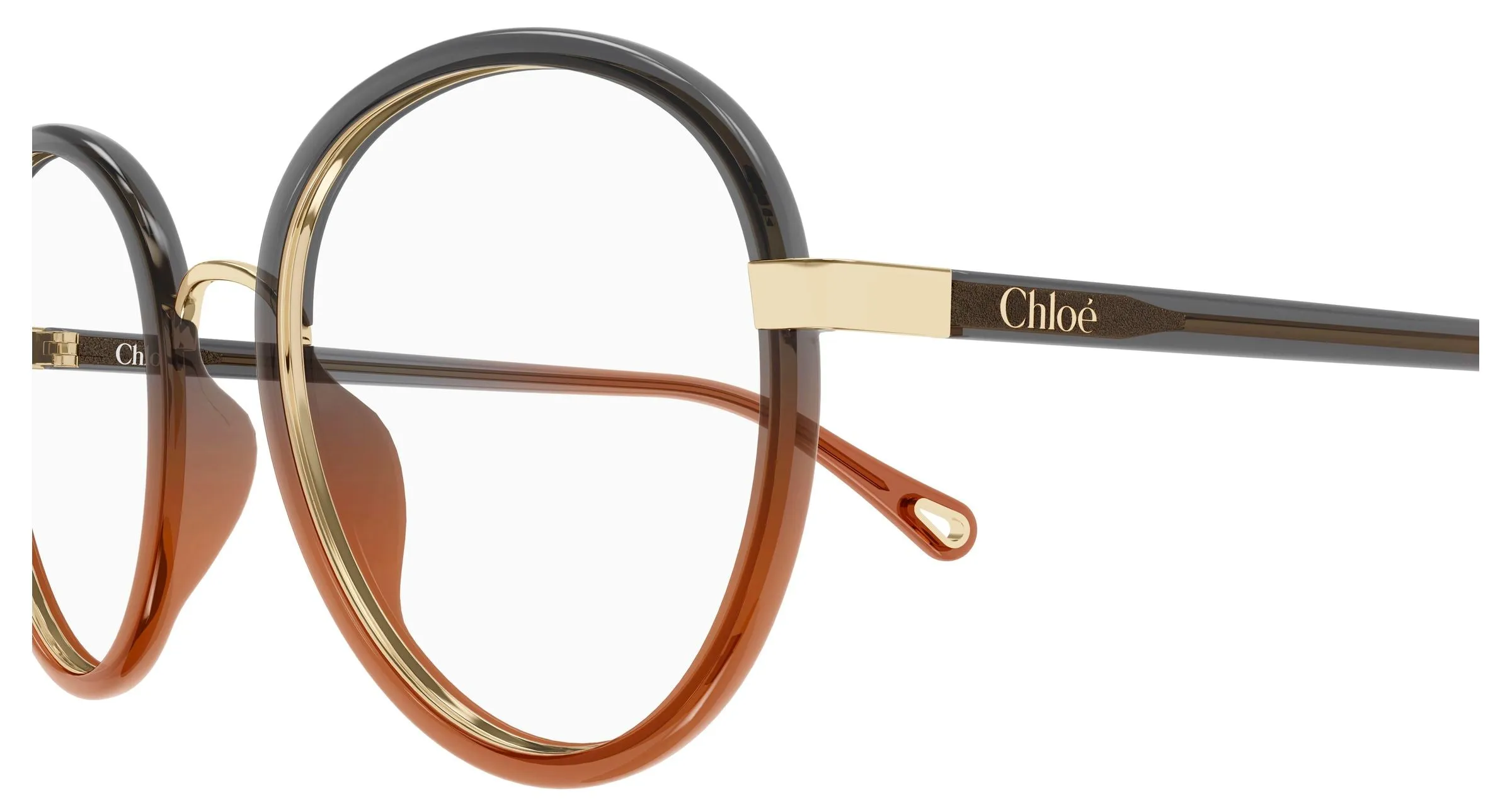 Chloé CH0308O 007 Montature da vista Bio-iniettato Nero Trasparente Rotonda - immagine 3