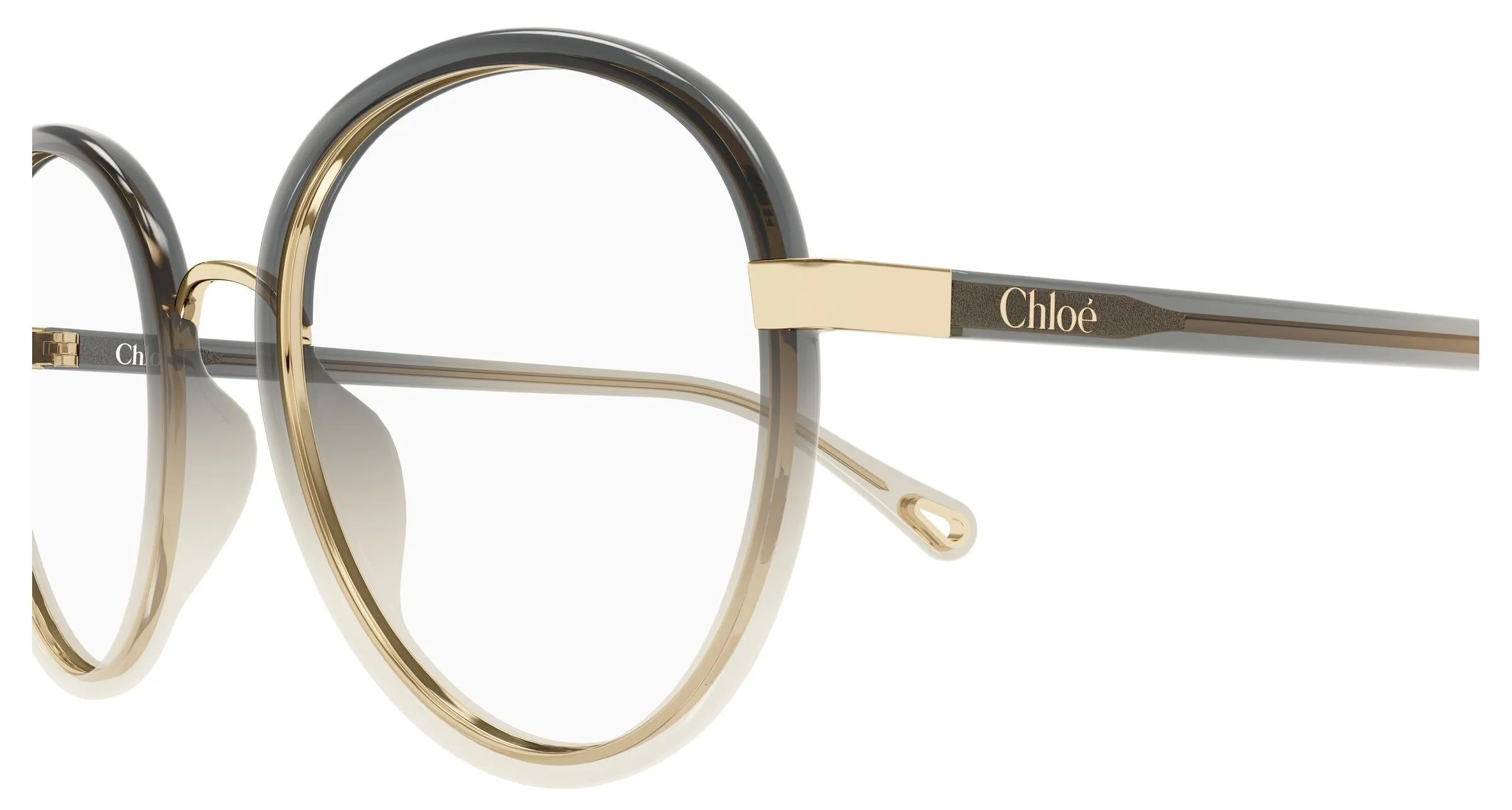 Chloé CH0308O 005 Montature da vista Bio-iniettato Grigio Trasparente Rotonda - immagine 3