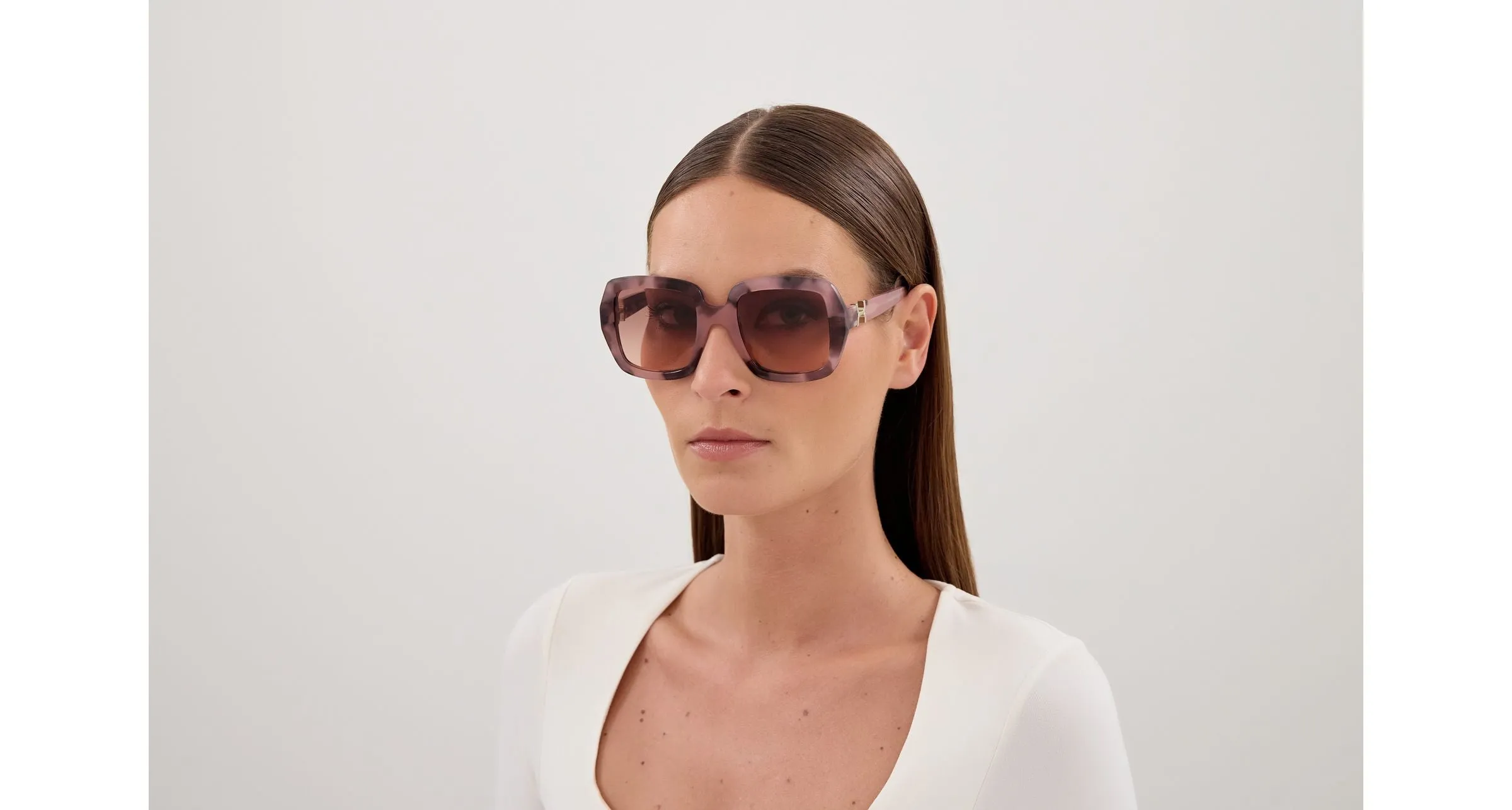 Chloé CH0301S 007 Occhiali da sole Acetato Havana Marrone Squadrata Sfumato - immagine 4