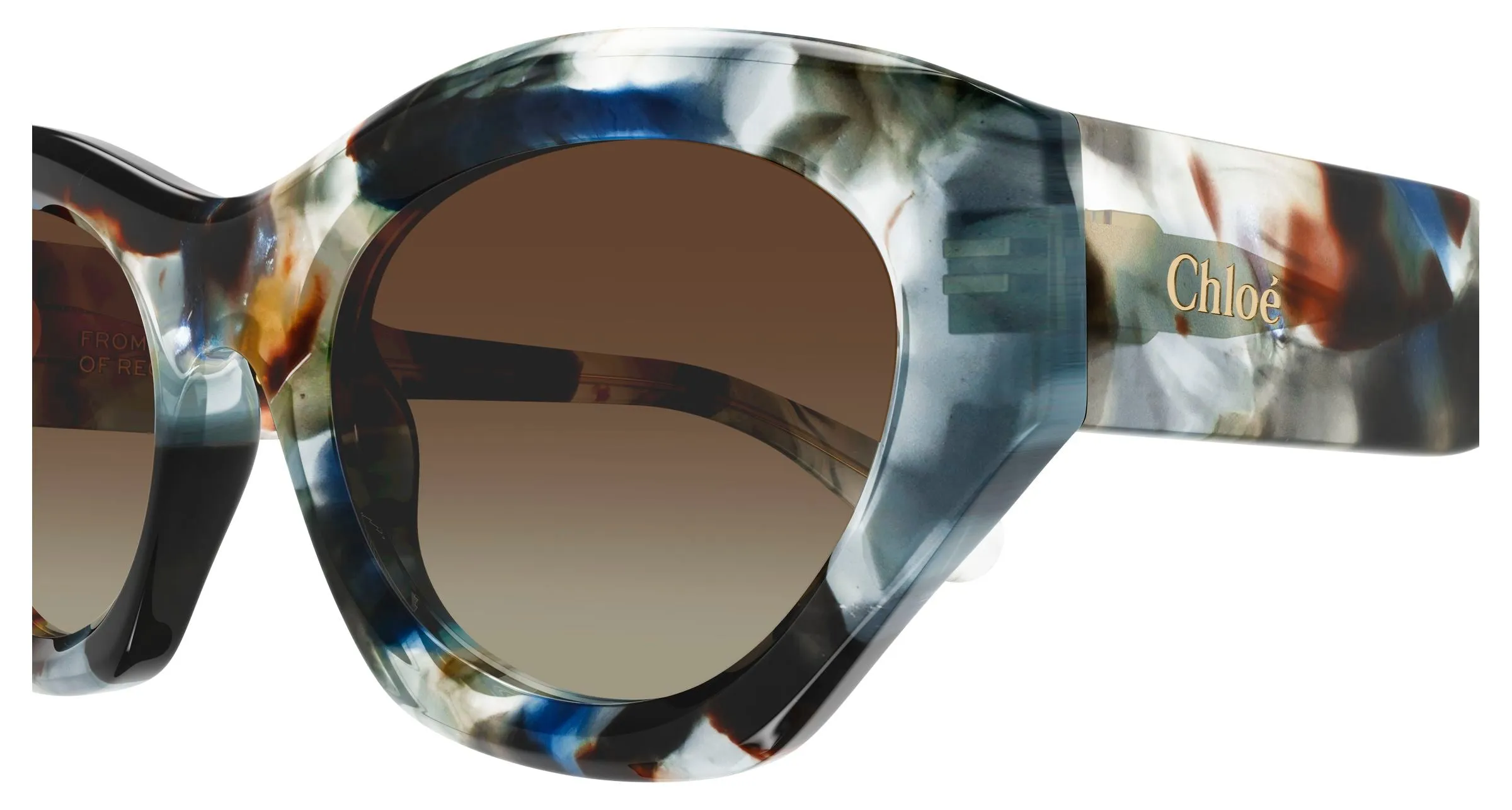 Chloé CH0220S 017 Occhiali da sole Acetato Grigio Marrone Cat Eye Sfumato - immagine 3