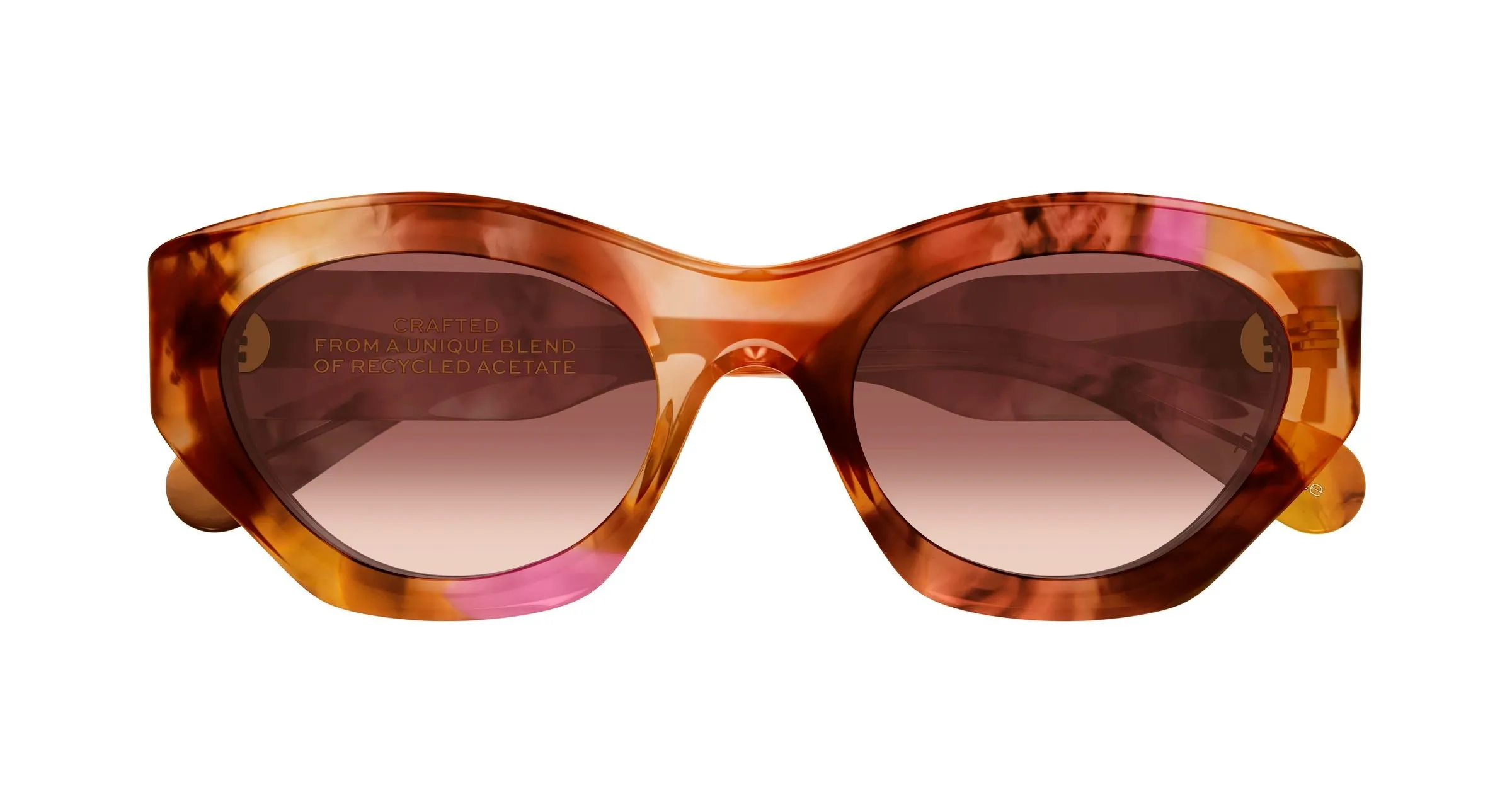 Chloé CH0220S 016 Occhiali da sole Acetato Havana Arancione Cat Eye Sfumato - immagine 2