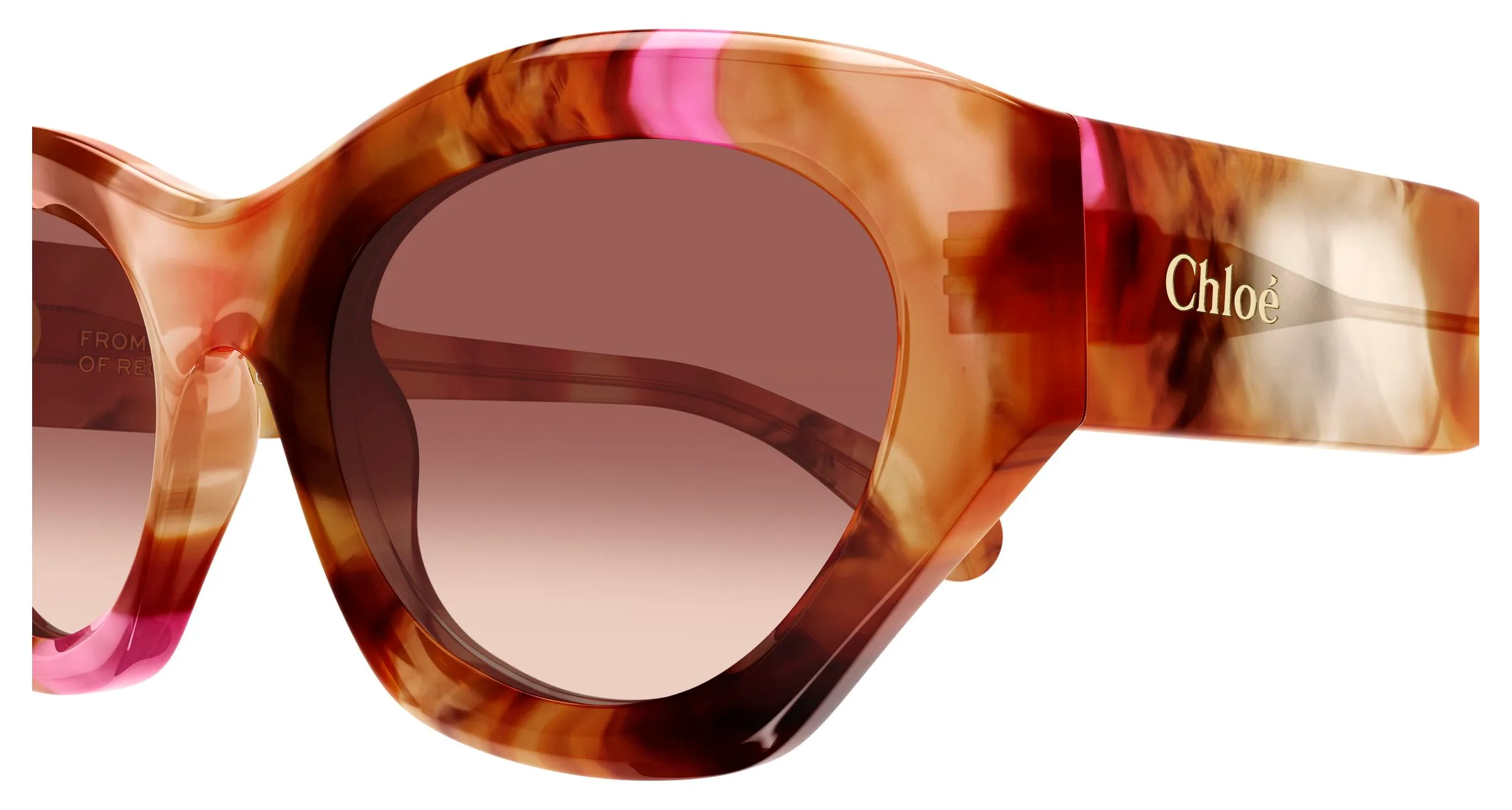 Chloé CH0220S 016 Occhiali da sole Acetato Havana Arancione Cat Eye Sfumato - immagine 3