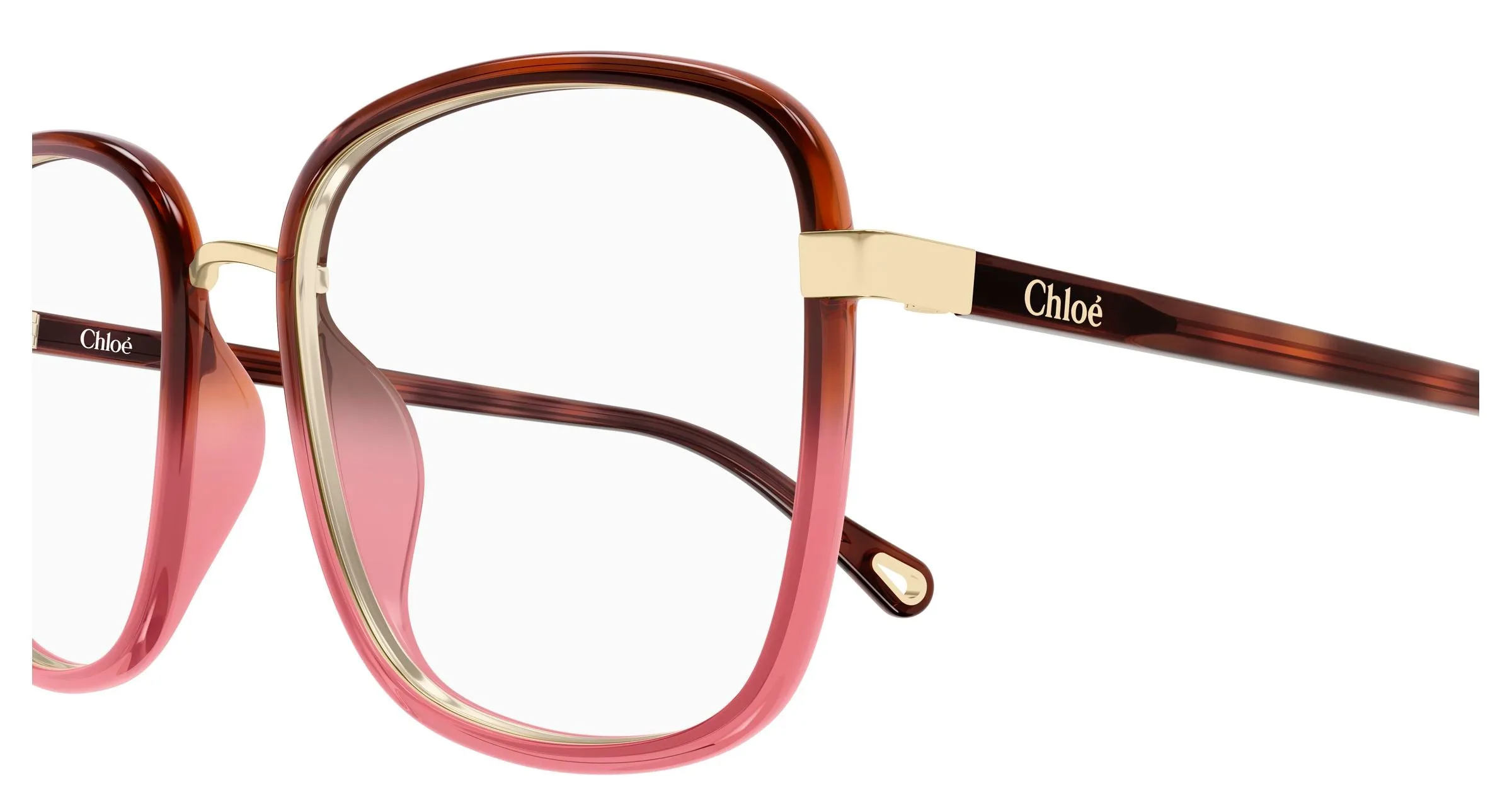 Chloé CH0034O 026 Montature da vista Bio-iniettato Havana Trasparente Squadrata - immagine 3