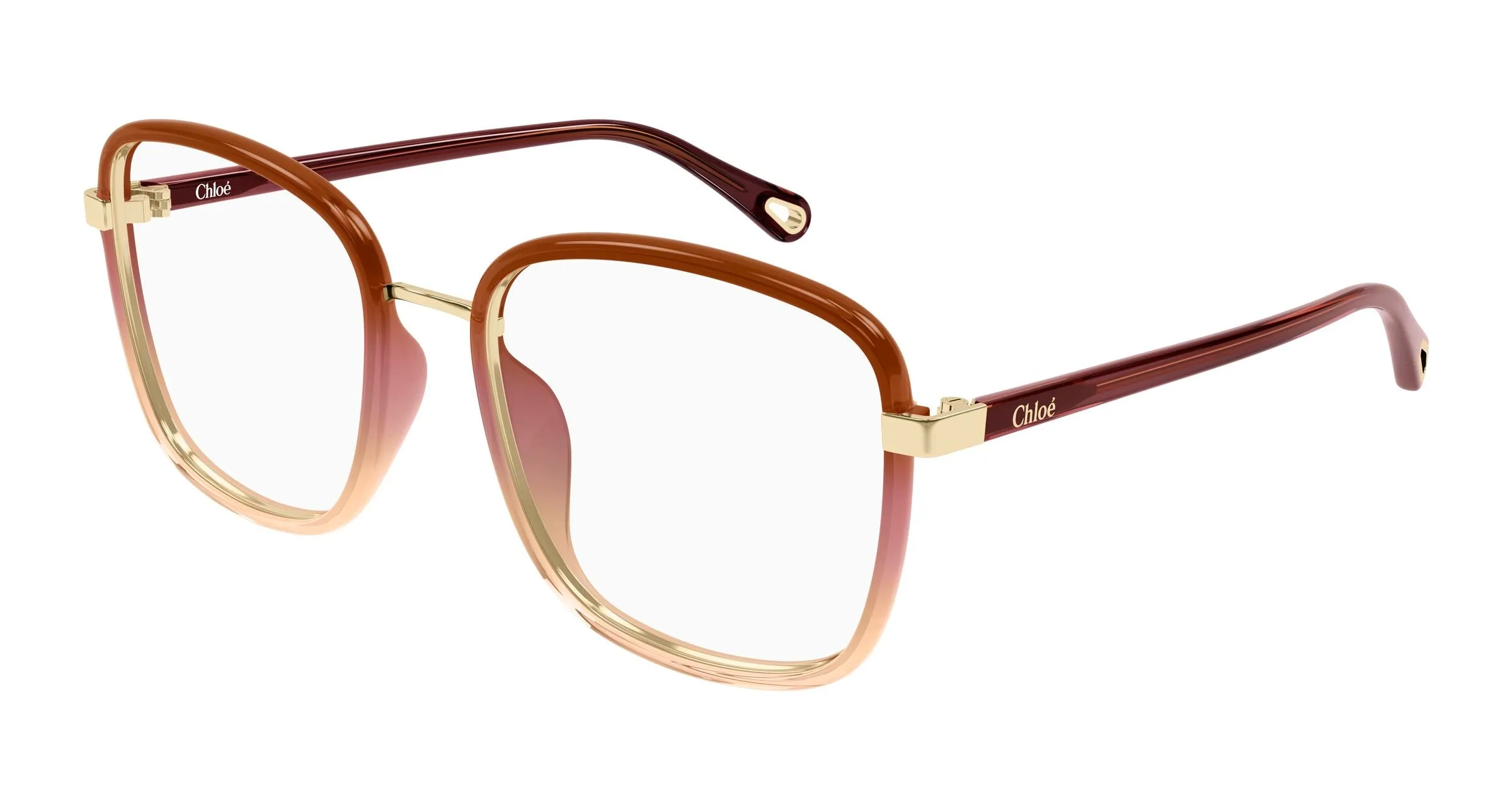Chloé CH0034O 025 Montature da vista Bio-iniettato Bordeaux Trasparente Squadrata - immagine 1