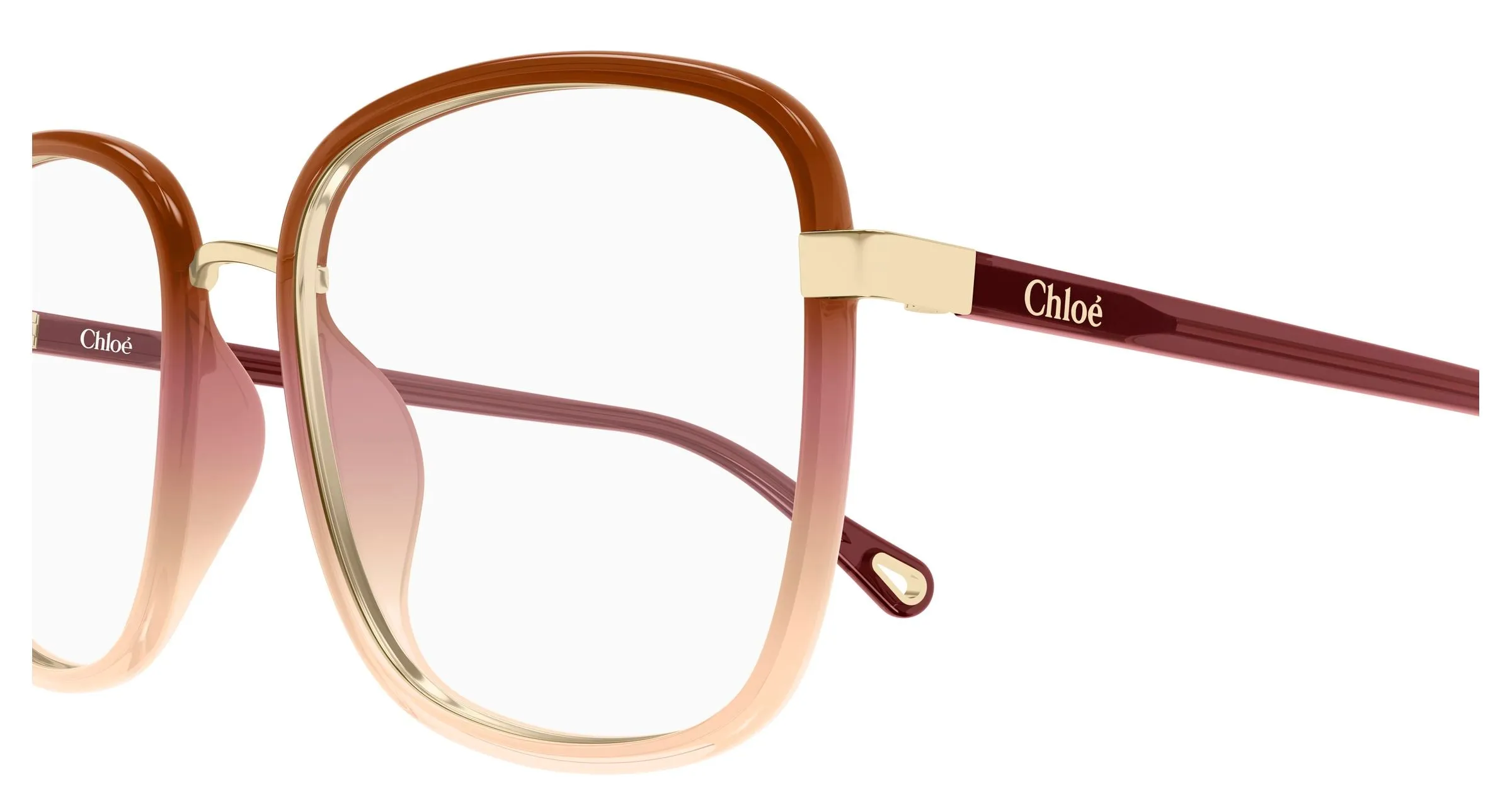 Chloé CH0034O 025 Montature da vista Bio-iniettato Bordeaux Trasparente Squadrata - immagine 3