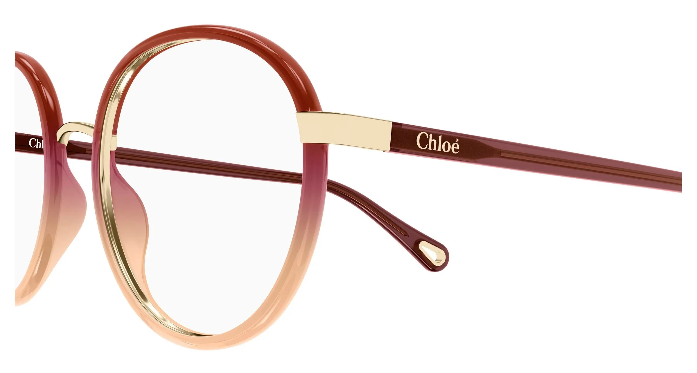 Chloé CH0033O 011 Montature da vista Bio-iniettato Bordeaux Trasparente Rotonda - immagine 3