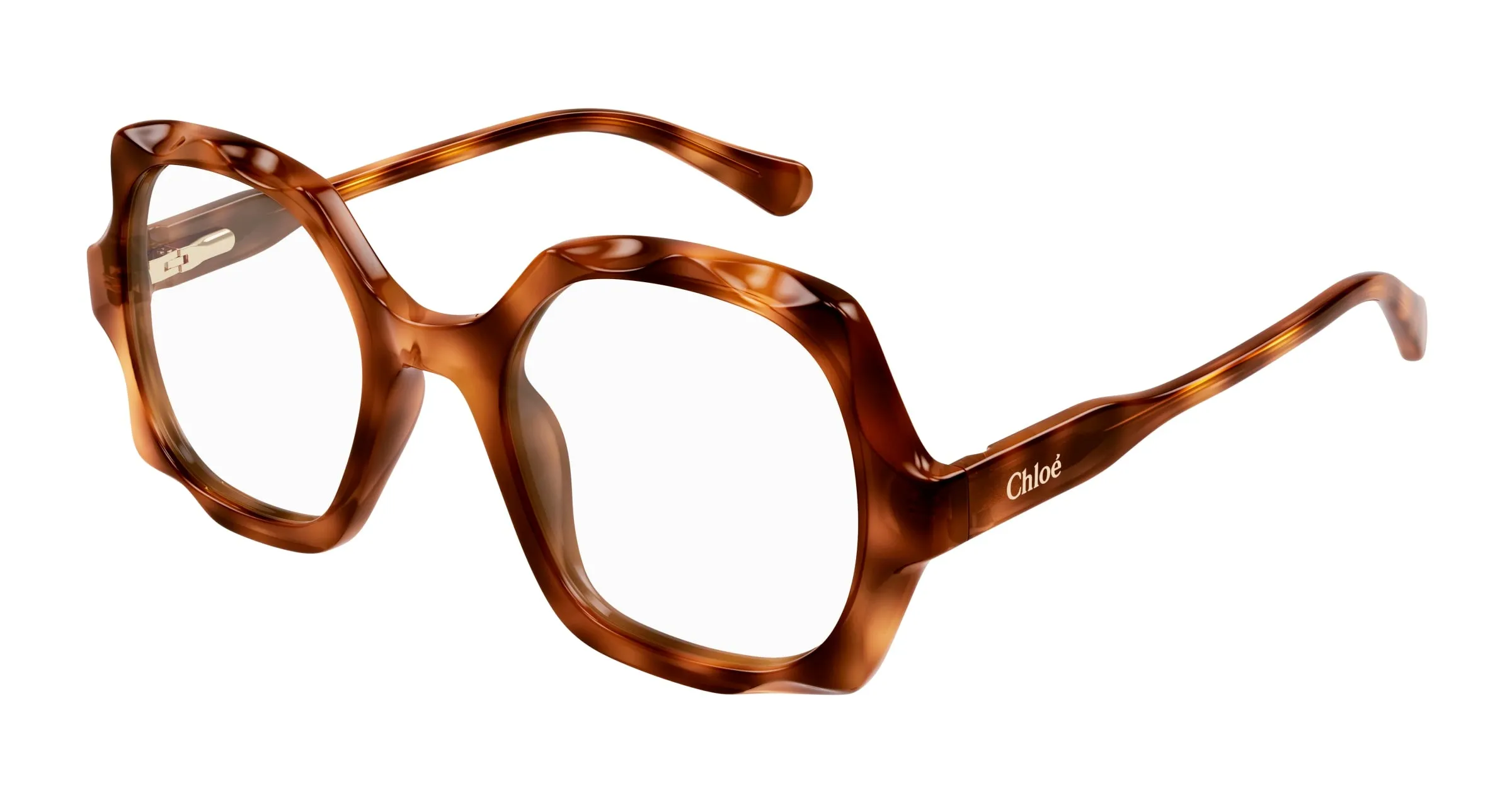 Chloé CC0026O 001 Montature da vista bambino Acetato Havana Trasparente Squadrata - immagine 1