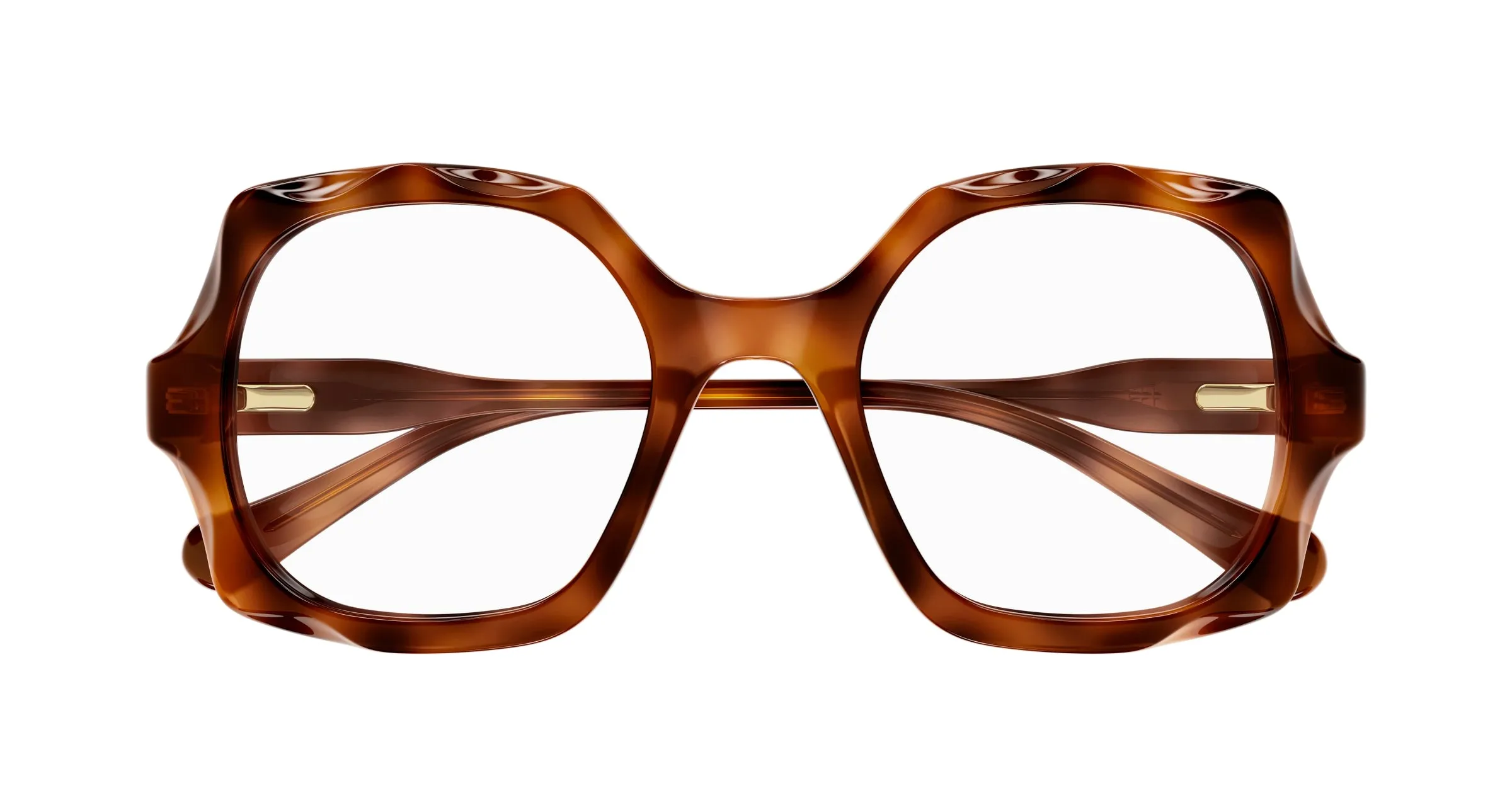 Chloé CC0026O 001 Montature da vista bambino Acetato Havana Trasparente Squadrata - immagine 2