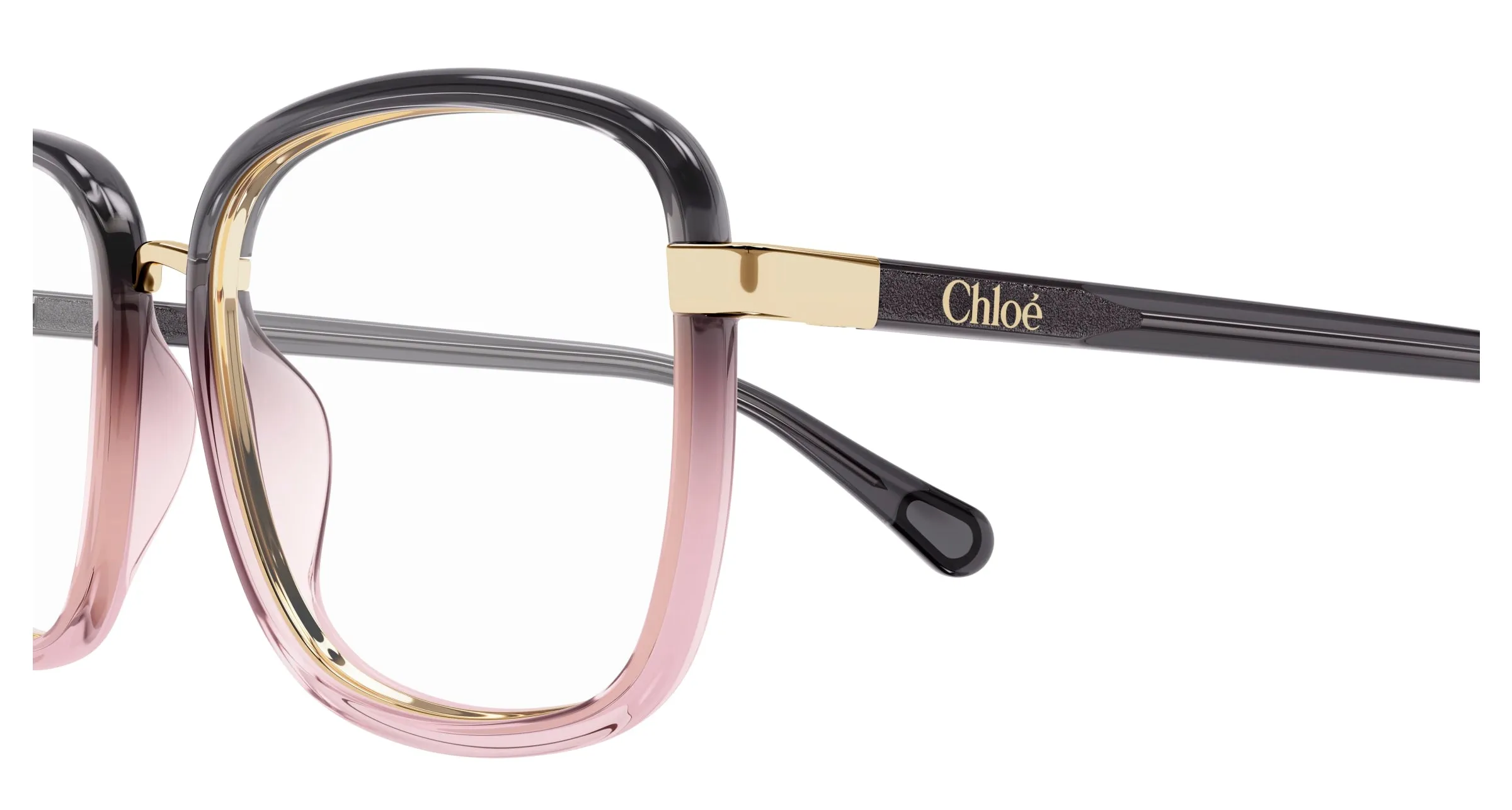 Chloé CC0025O 004 Montature da vista bambino Bio-iniettato Grigio Trasparente Squadrata - immagine 3
