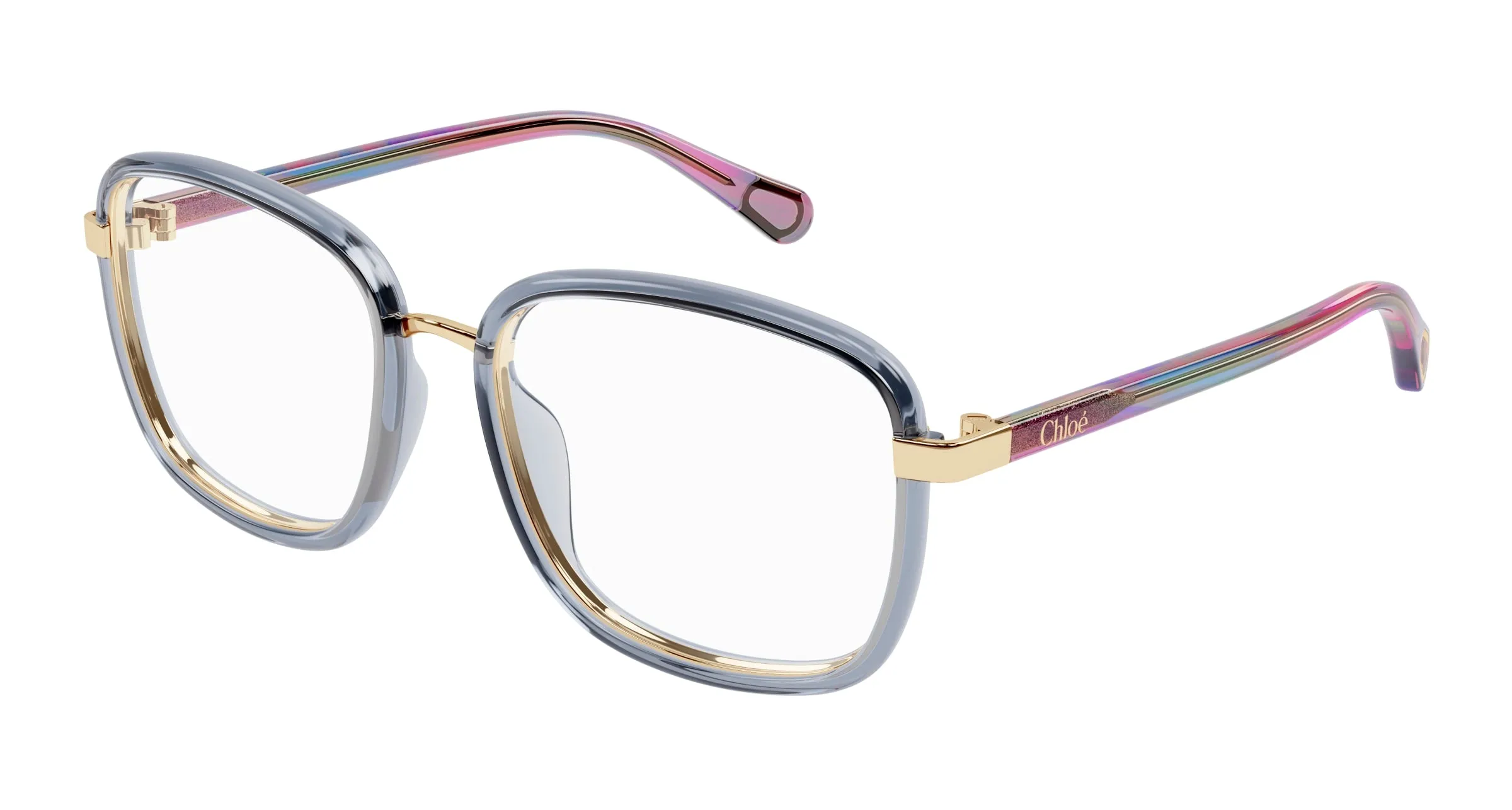 Chloé CC0025O 003 Montature da vista bambino Bio-iniettato Grigio Trasparente Squadrata - immagine 1