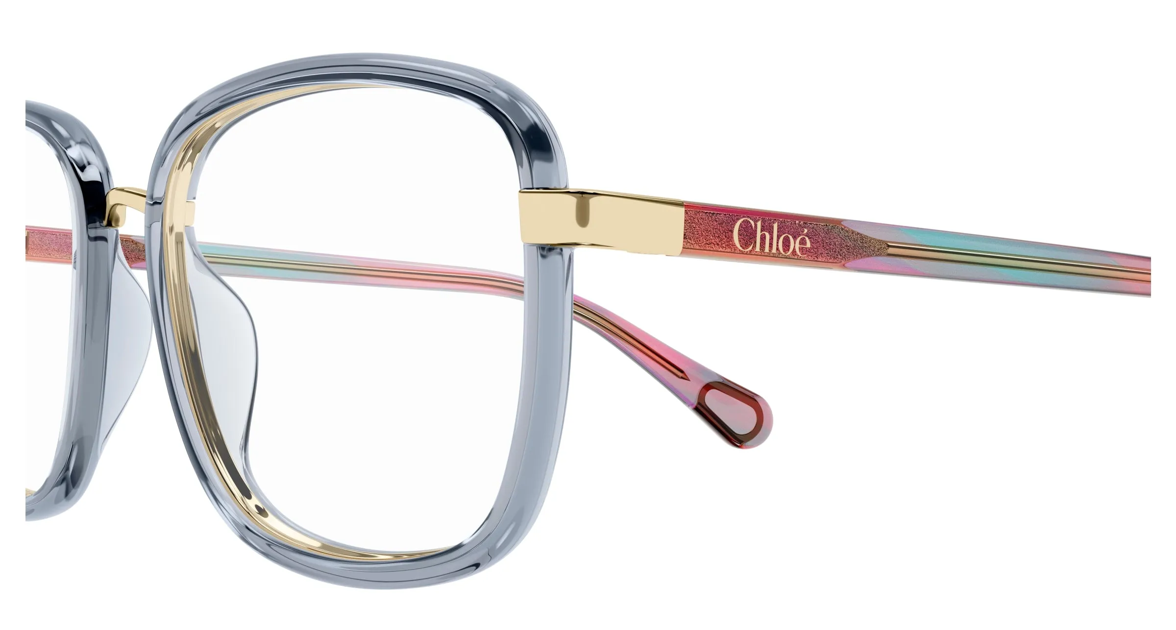 Chloé CC0025O 003 Montature da vista bambino Bio-iniettato Grigio Trasparente Squadrata - immagine 3