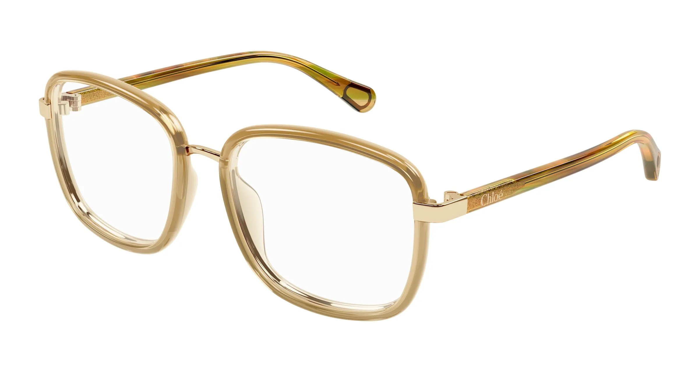 Chloé CC0025O 002 Montature da vista bambino Bio-iniettato Marrone Trasparente Squadrata - immagine 1