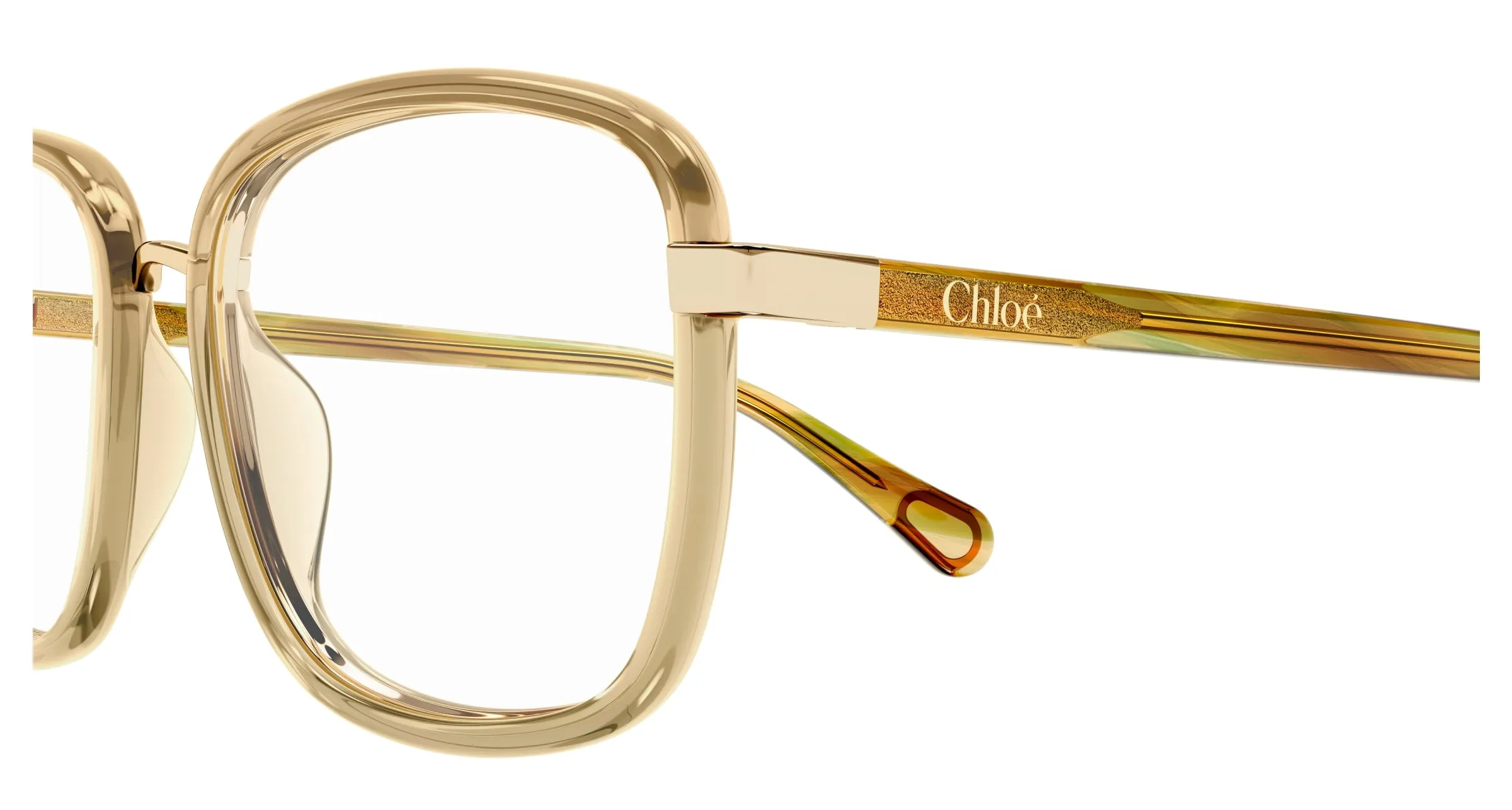 Chloé CC0025O 002 Montature da vista bambino Bio-iniettato Marrone Trasparente Squadrata - immagine 3