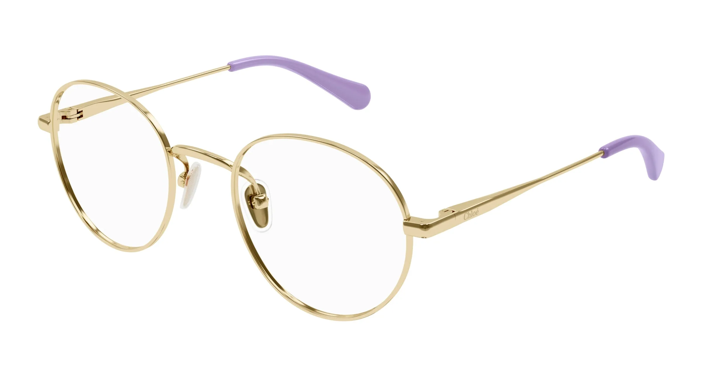 Chloé CC0024O 001 Montature da vista bambino Metallo Oro Trasparente Rotonda - immagine 1