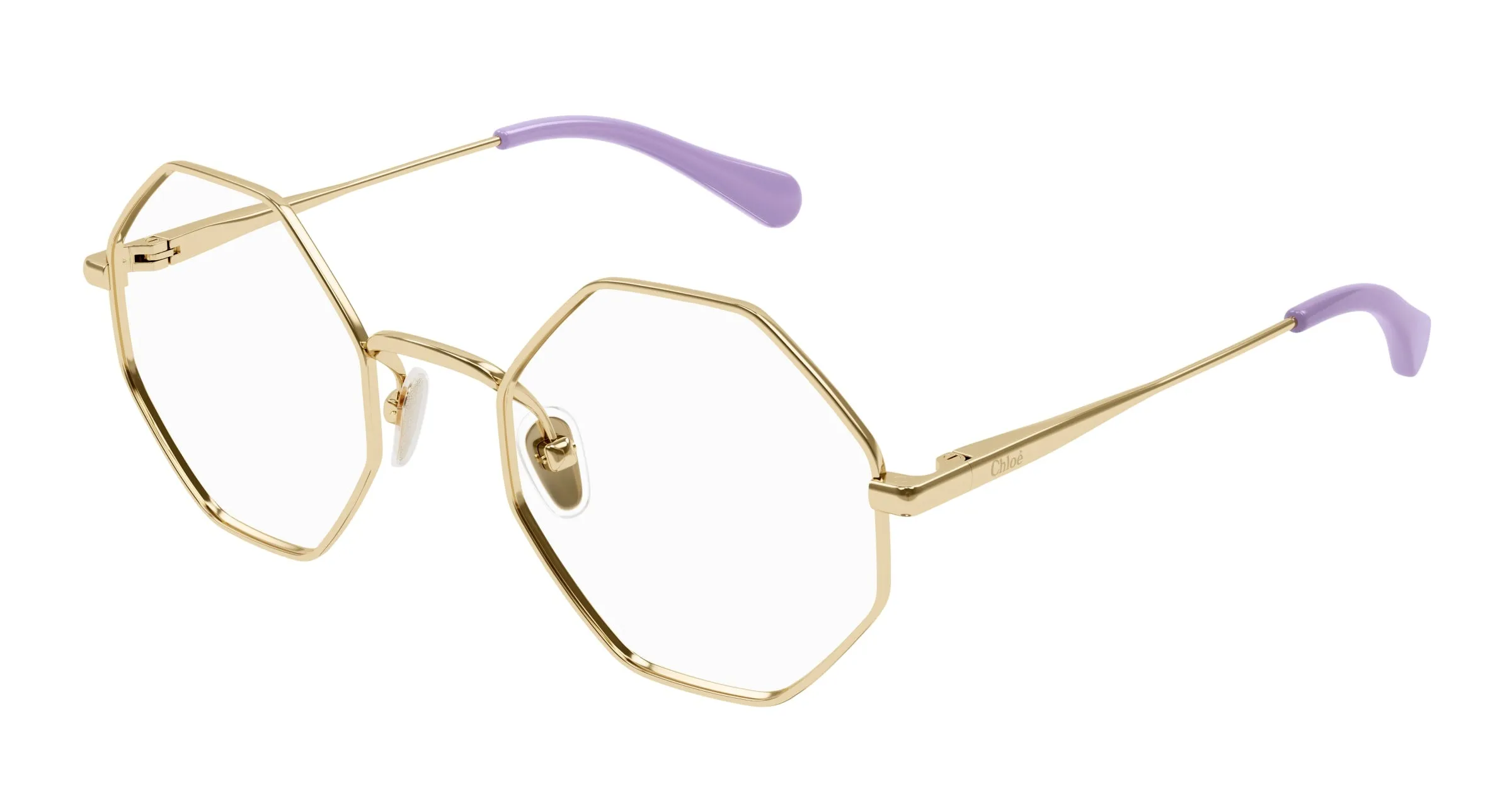Chloé CC0023O 001 Montature da vista bambino Metallo Oro Trasparente Geometrica - immagine 1