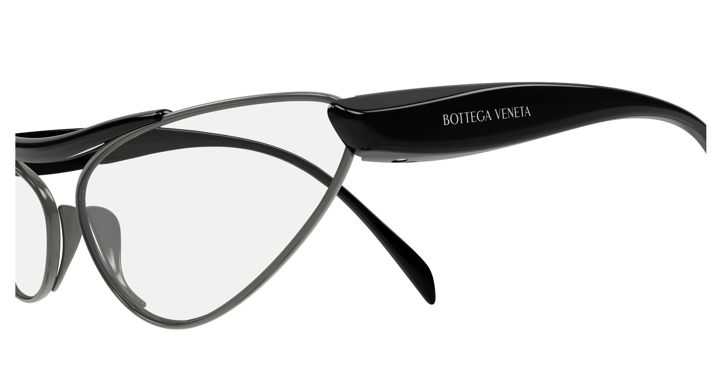 Bottega Veneta BV1529S 002 Occhiali da sole Metallo Rutenio Trasparente Cat Eye - immagine 3