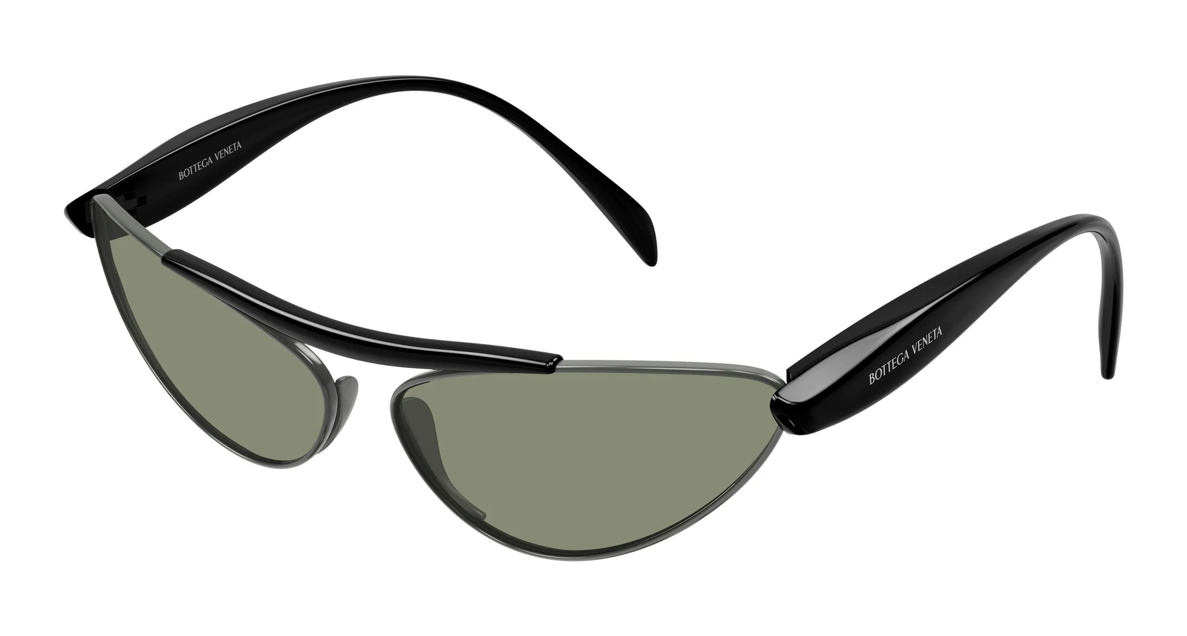 Bottega Veneta BV1529S 001 Occhiali da sole Metallo Rutenio Verde Cat Eye - immagine 1