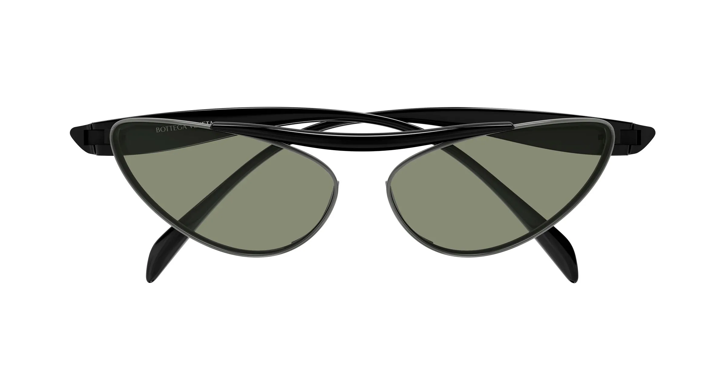 Bottega Veneta BV1529S 001 Occhiali da sole Metallo Rutenio Verde Cat Eye - immagine 2