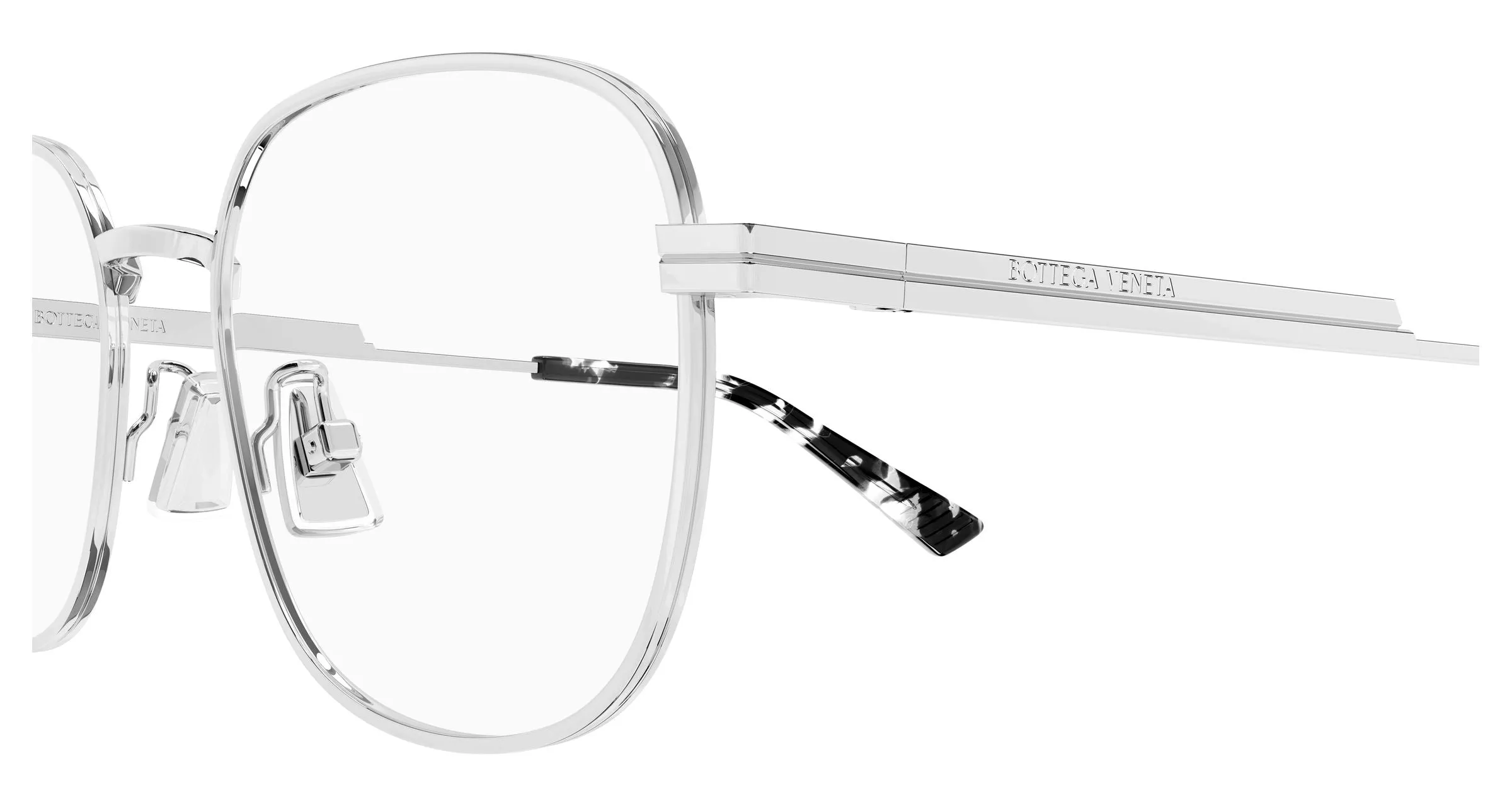 Bottega Veneta BV1521OJ 002 Montature da vista Metallo Argento Trasparente Squadrata - immagine 3