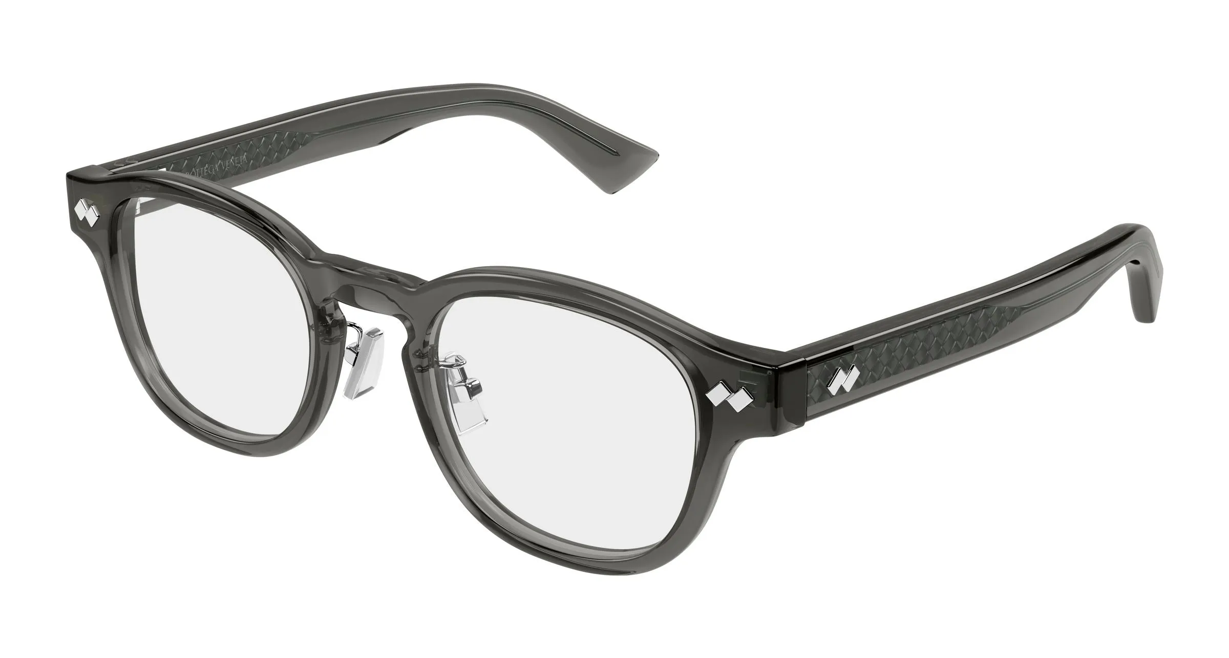 Bottega Veneta BV1518OA 003 Montature da vista Acetato Grigio Trasparente Rotonda - immagine 1