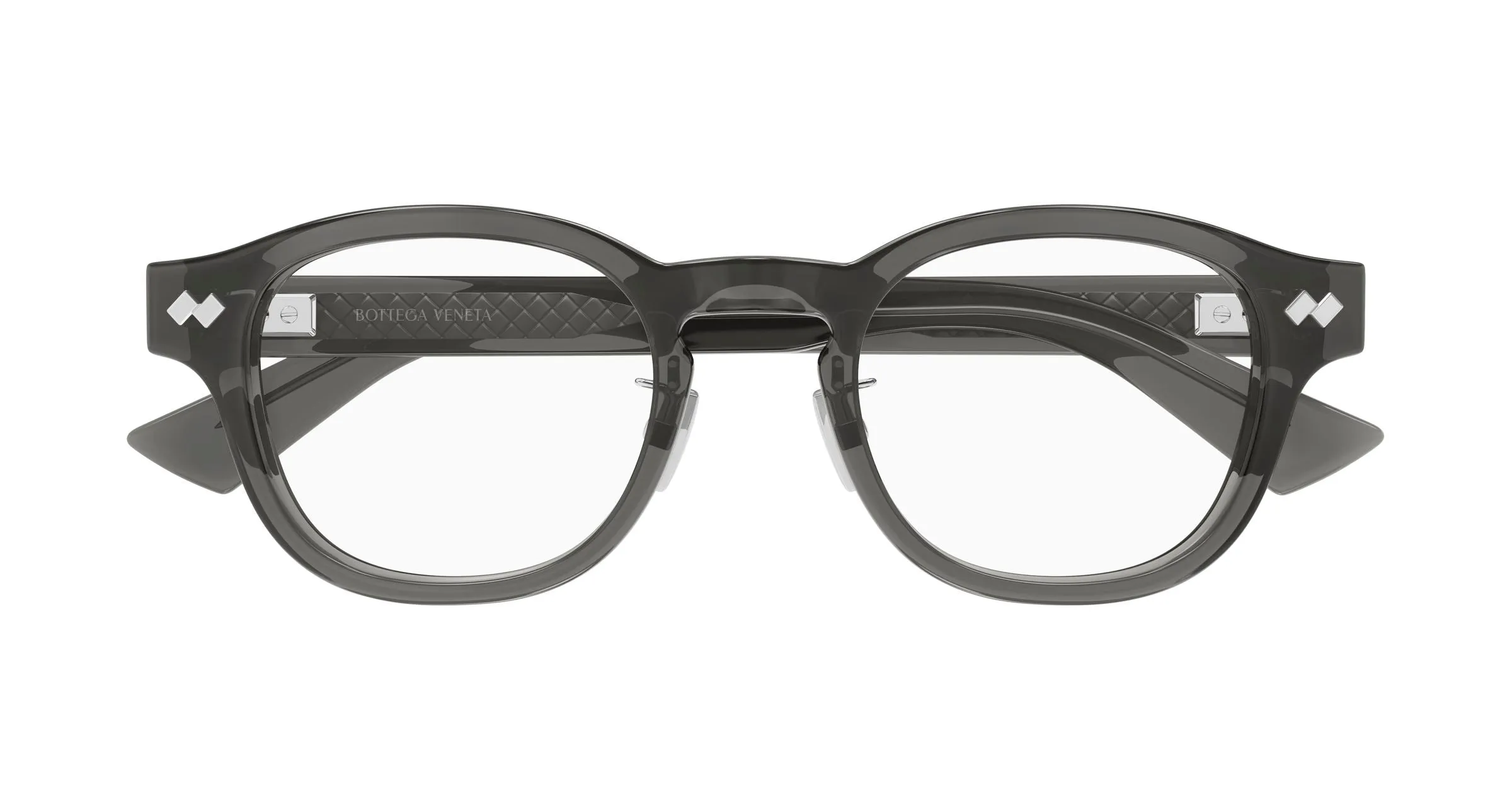 Bottega Veneta BV1518OA 003 Montature da vista Acetato Grigio Trasparente Rotonda - immagine 2