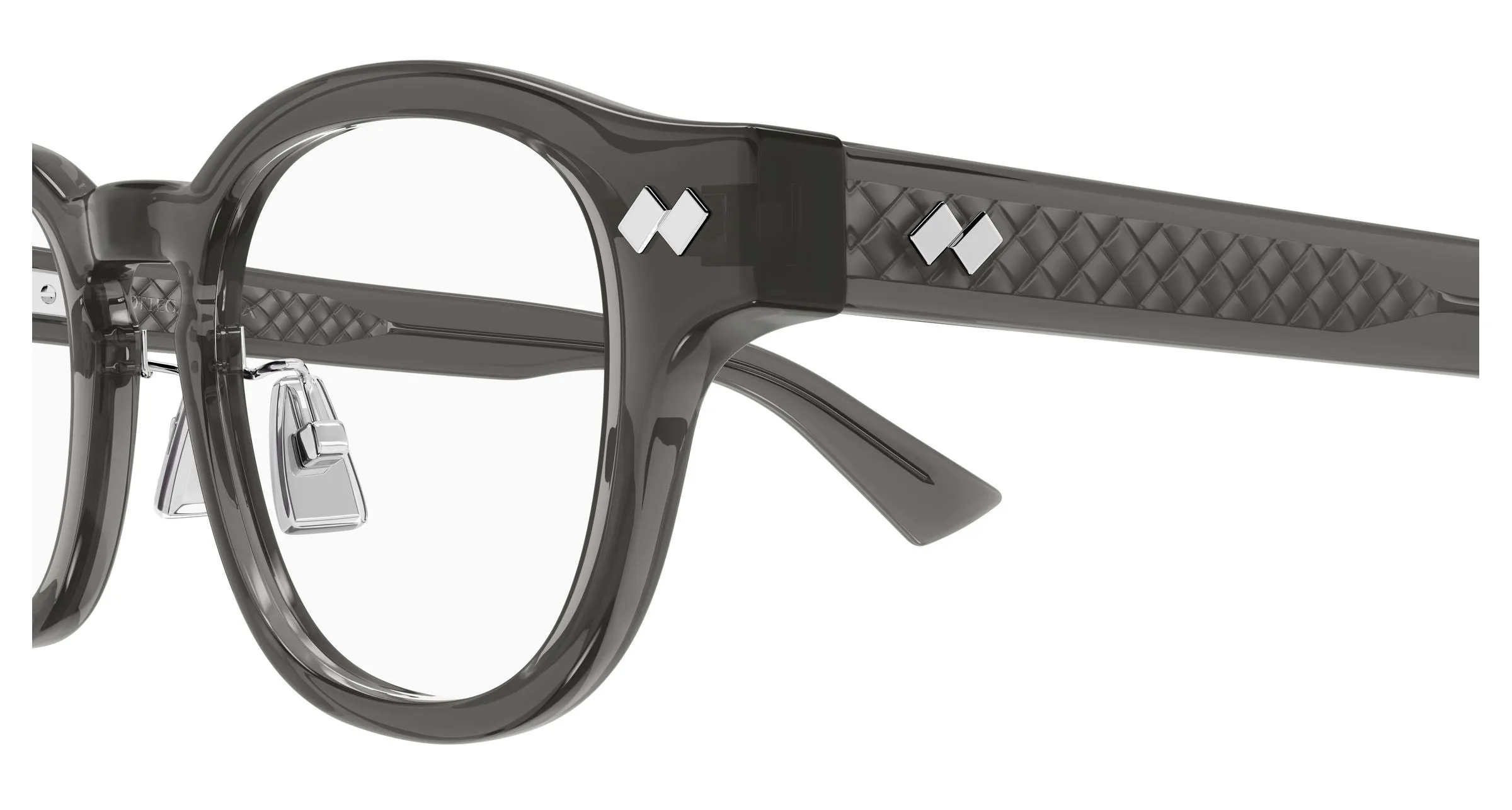 Bottega Veneta BV1518OA 003 Montature da vista Acetato Grigio Trasparente Rotonda - immagine 3