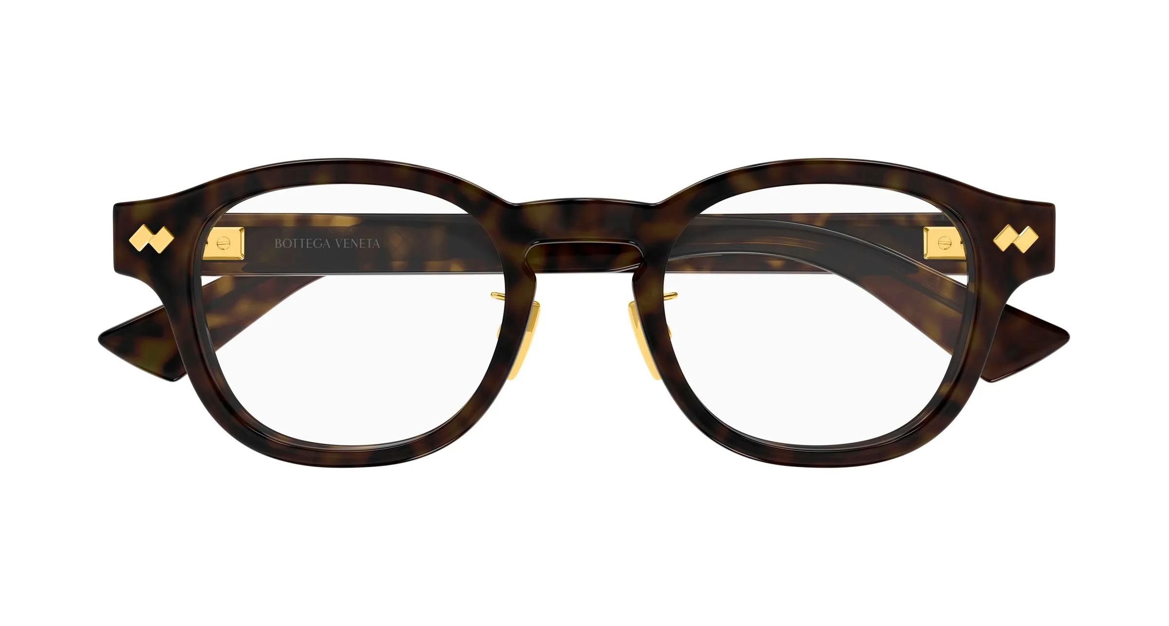Bottega Veneta BV1518OA 002 Montature da vista Acetato Havana Trasparente Rotonda - immagine 2