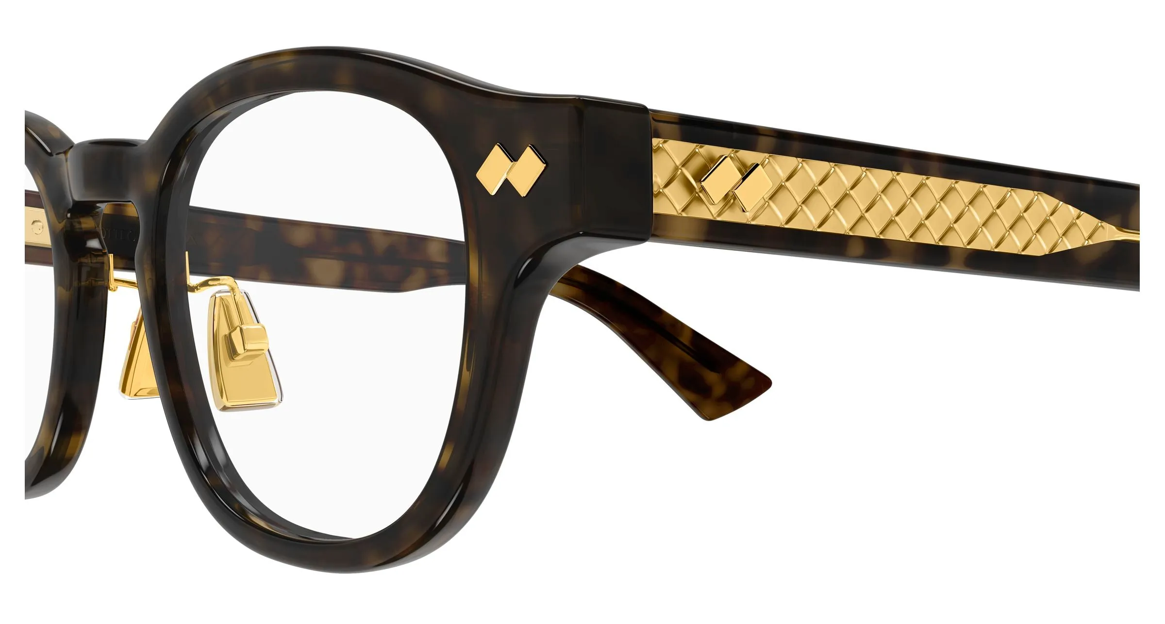 Bottega Veneta BV1518OA 002 Montature da vista Acetato Havana Trasparente Rotonda - immagine 3