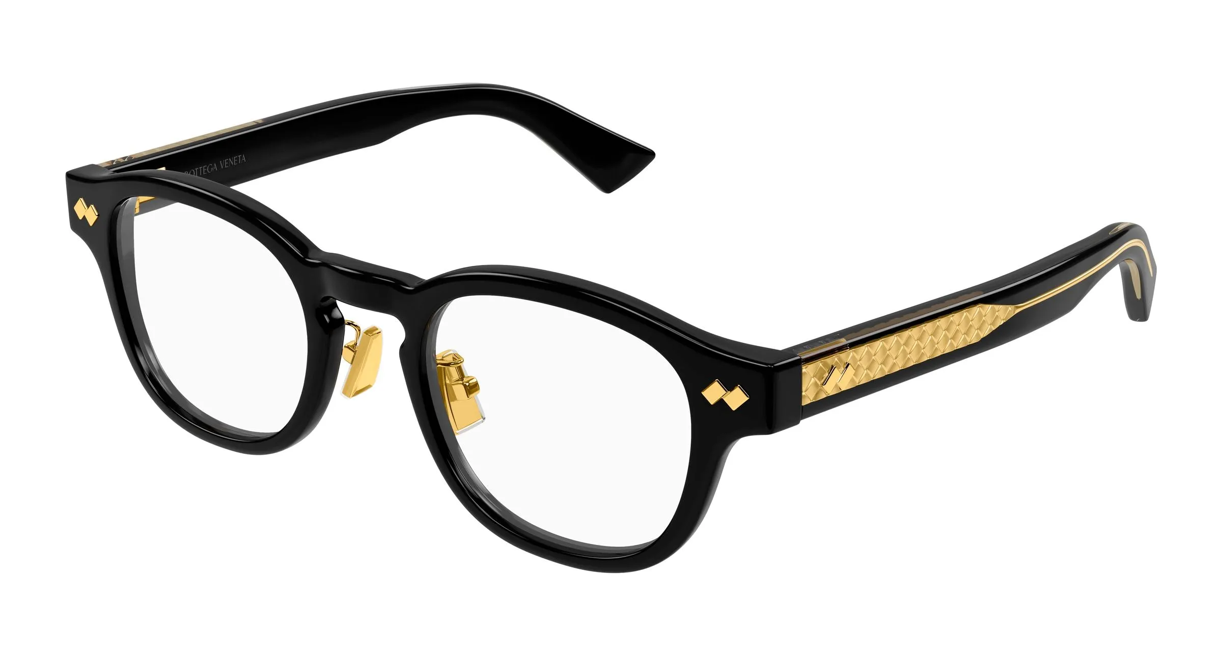 Bottega Veneta BV1518OA 001 Montature da vista Acetato Nero Trasparente Rotonda - immagine 1