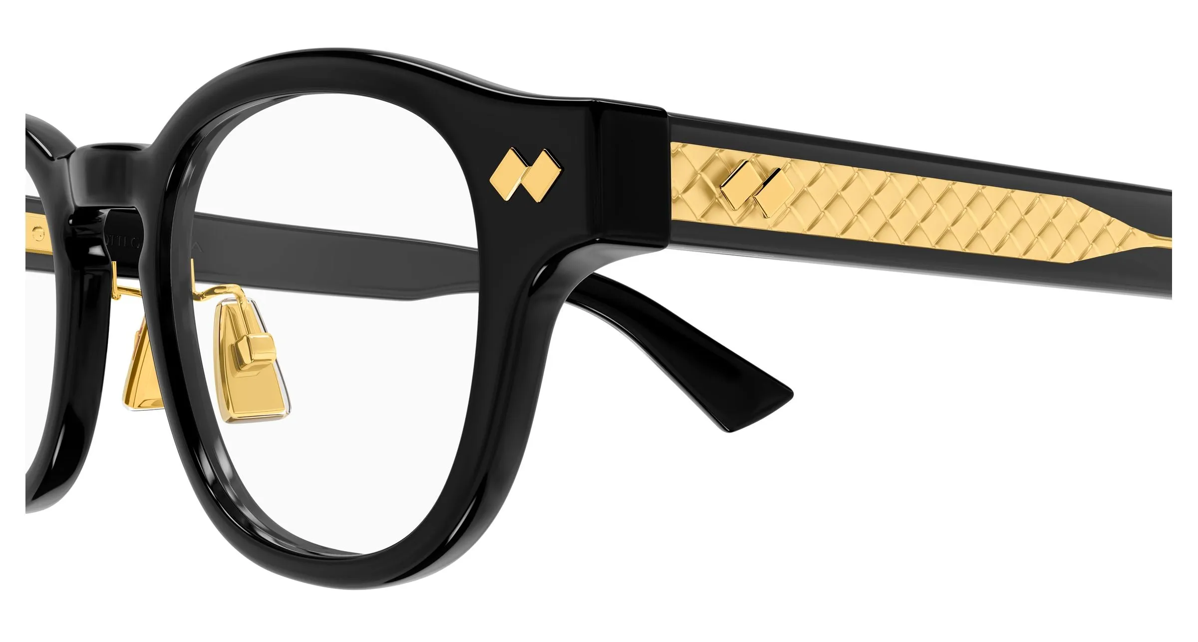 Bottega Veneta BV1518OA 001 Montature da vista Acetato Nero Trasparente Rotonda - immagine 3