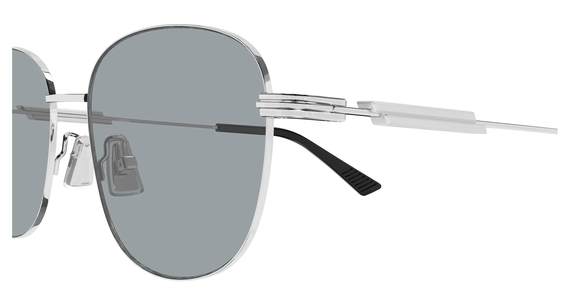 Bottega Veneta BV1517SA 005 Occhiali da sole Metallo Argento Grigio Rotonda Antiriflesso - immagine 3