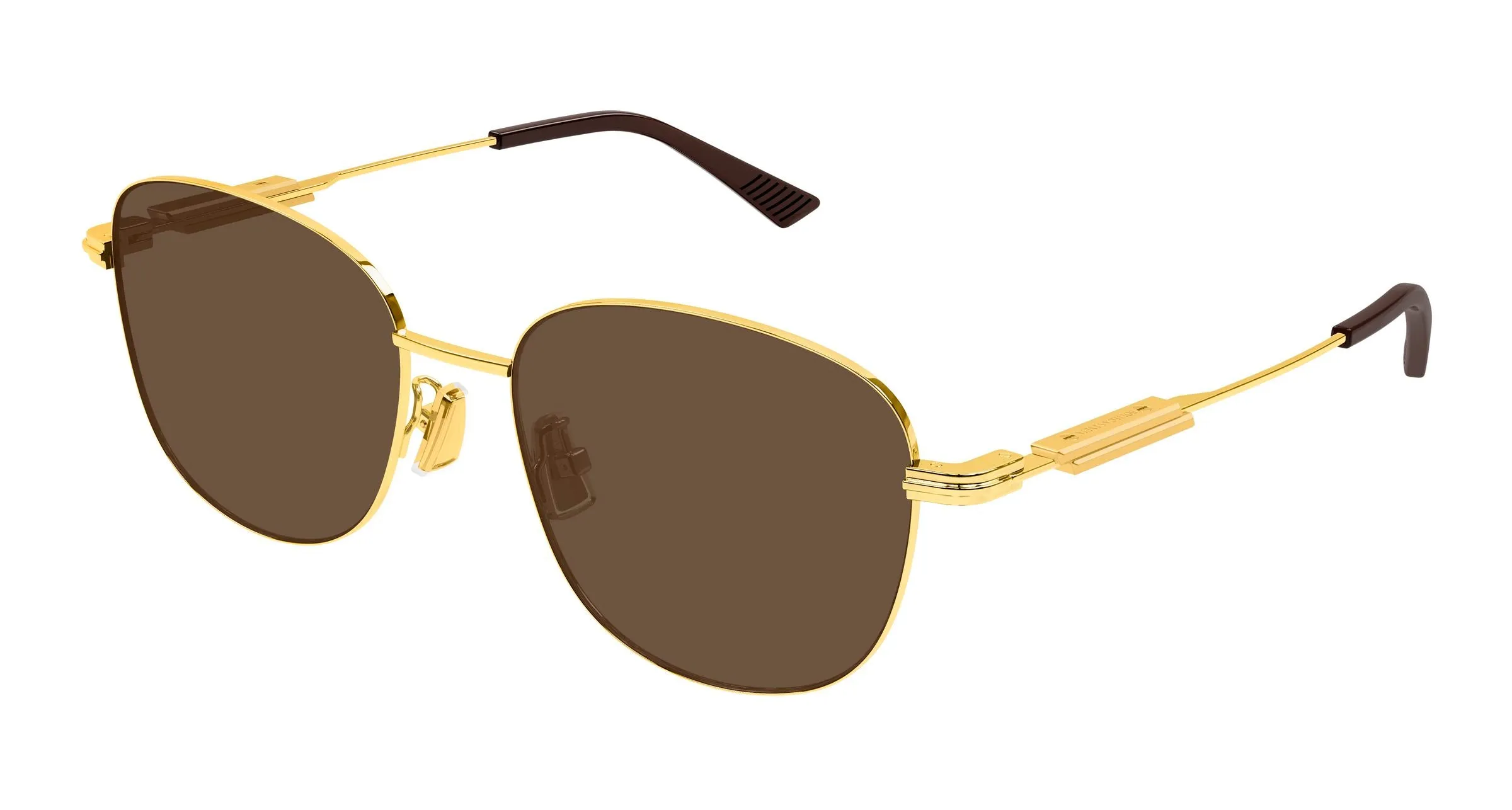 Bottega Veneta BV1517SA 002 Occhiali da sole Metallo Oro Marrone Rotonda - immagine 1