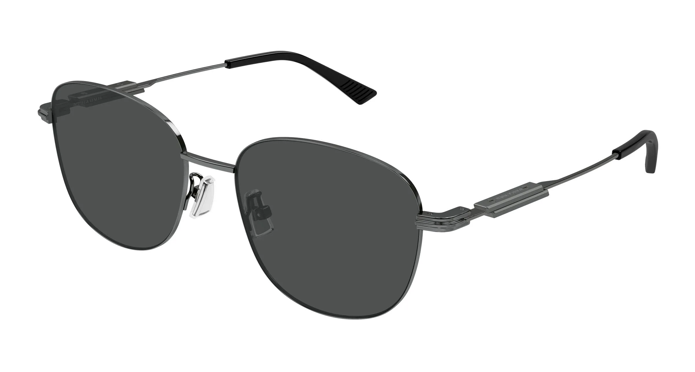 Bottega Veneta BV1517SA 001 Occhiali da sole Metallo Rutenio Grigio Rotonda - immagine 1