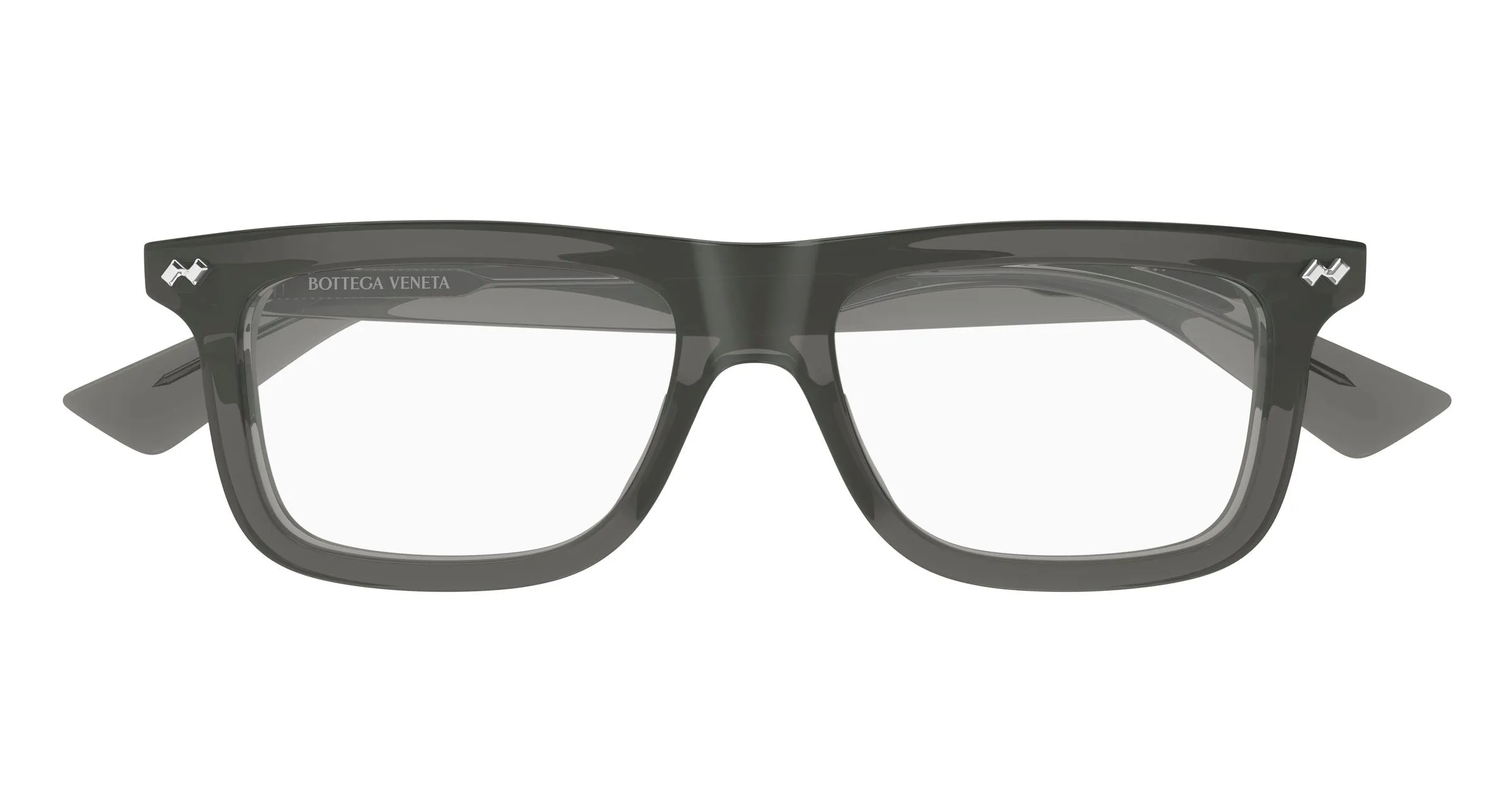 Bottega Veneta BV1506O 003 Montature da vista Acetato Grigio Trasparente Squadrata - immagine 2