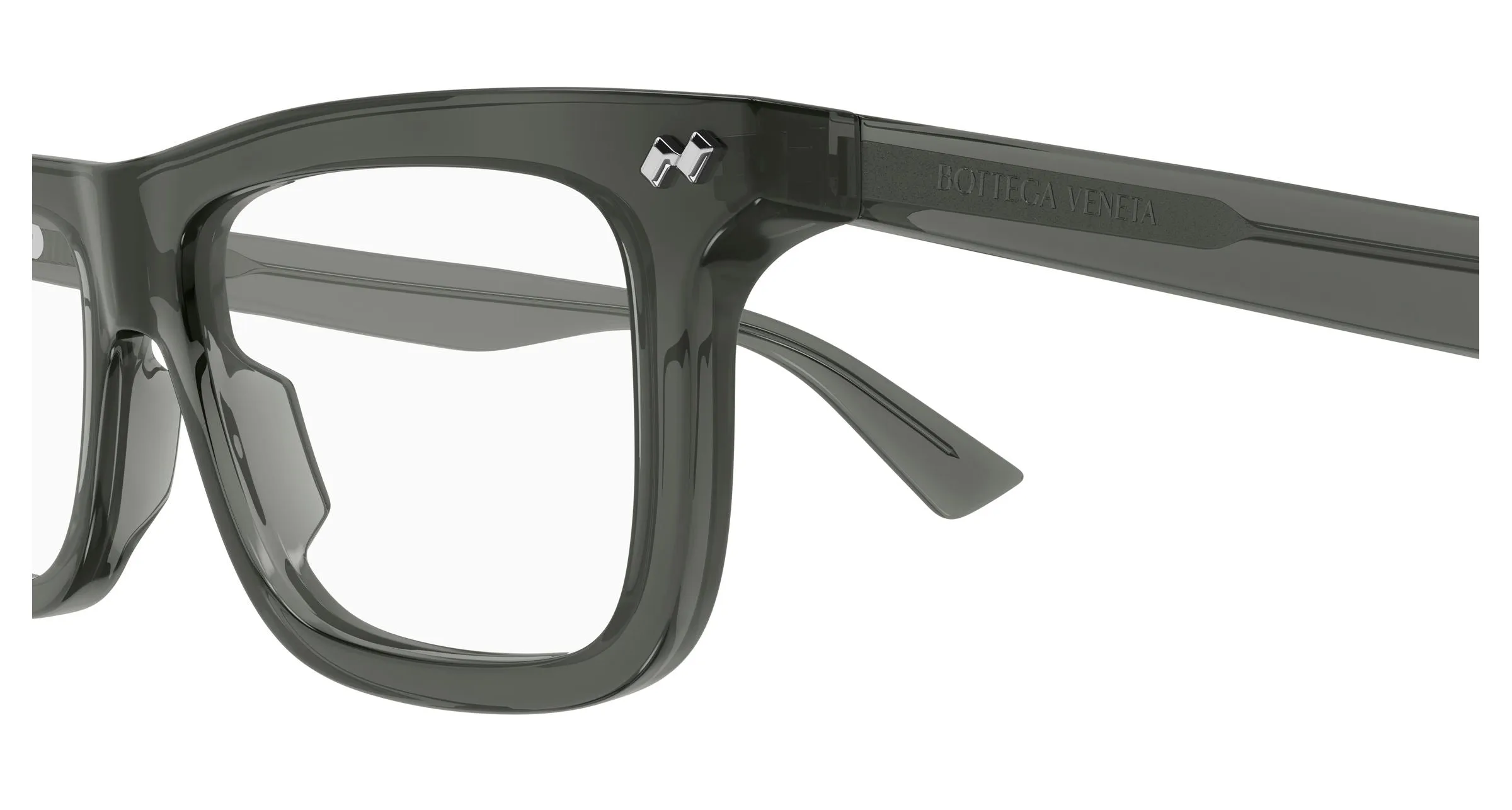 Bottega Veneta BV1506O 003 Montature da vista Acetato Grigio Trasparente Squadrata - immagine 3