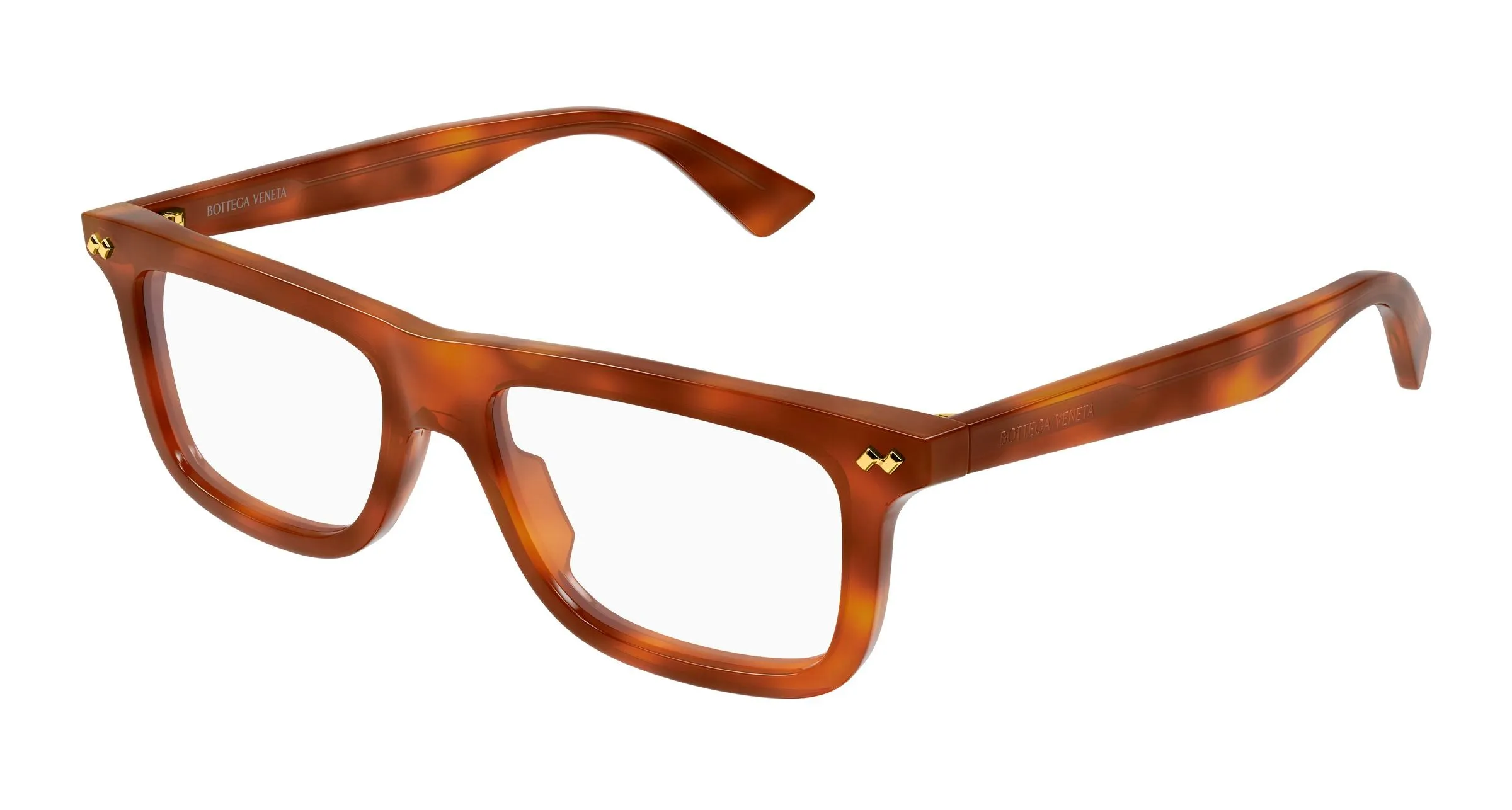 Bottega Veneta BV1506O 002 Montature da vista Acetato Havana Trasparente Squadrata - immagine 1