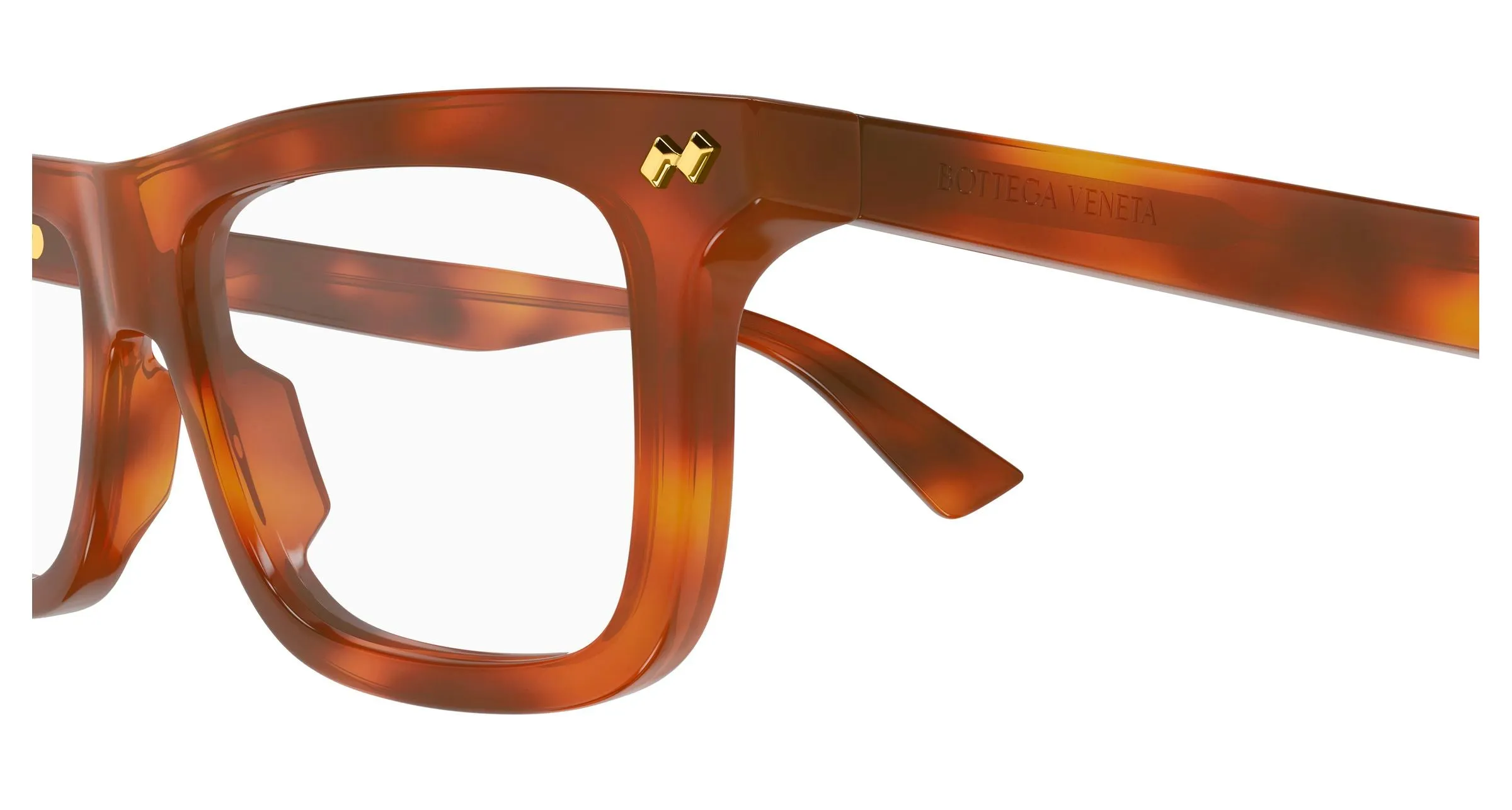 Bottega Veneta BV1506O 002 Montature da vista Acetato Havana Trasparente Squadrata - immagine 3