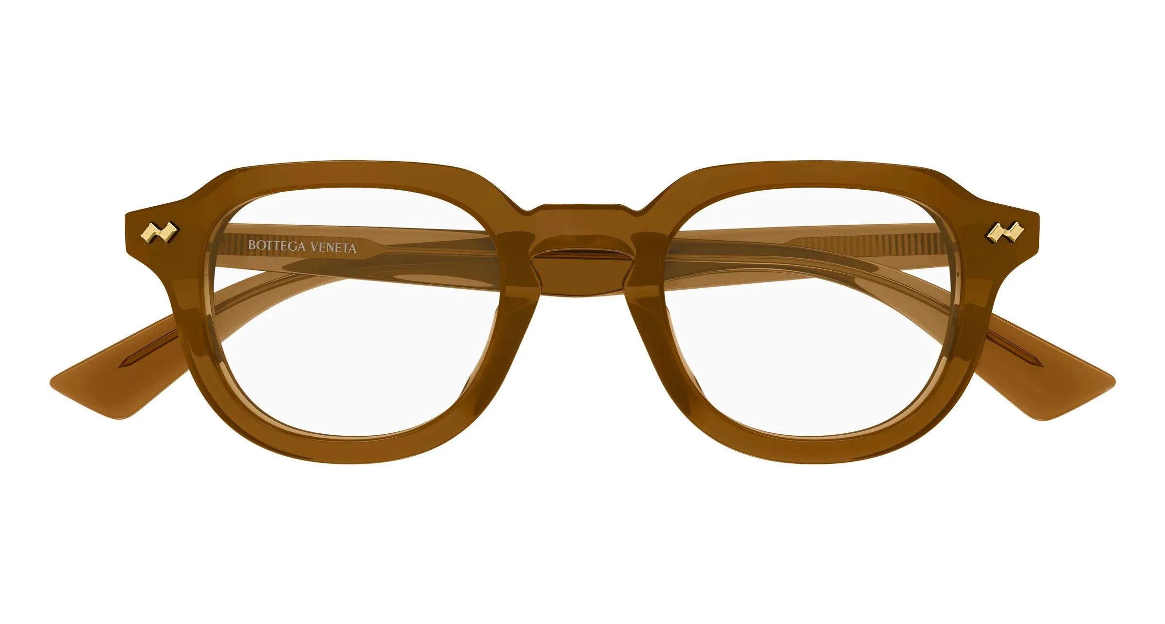 Bottega Veneta BV1505O 008 Montature da vista Acetato Marrone Trasparente Rotonda - immagine 2