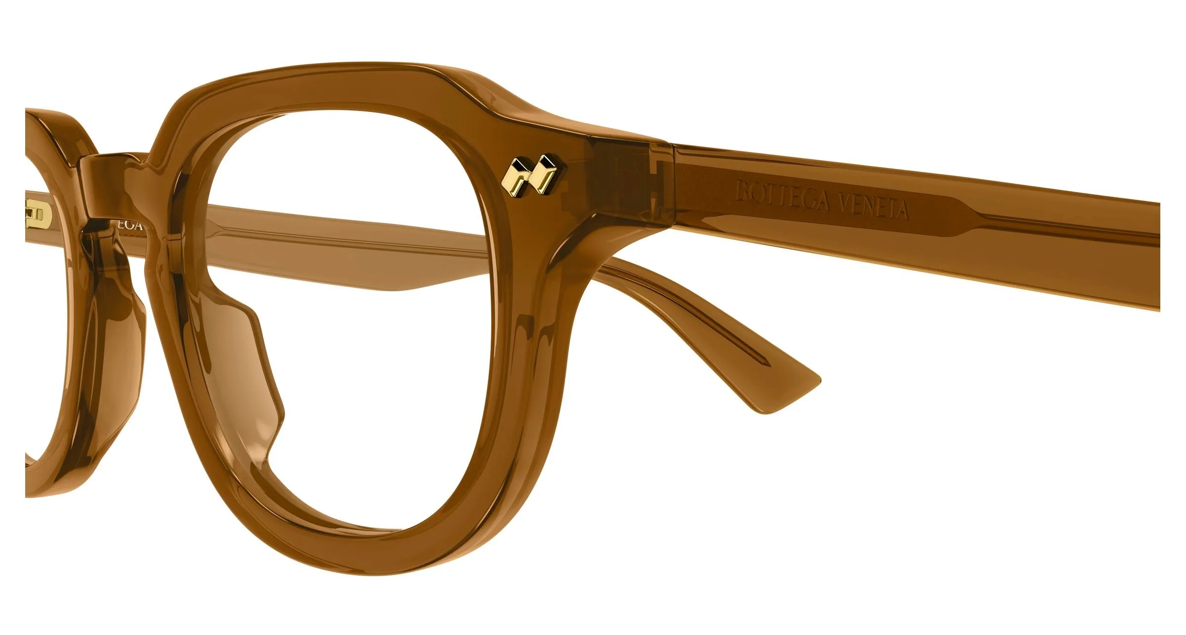Bottega Veneta BV1505O 008 Montature da vista Acetato Marrone Trasparente Rotonda - immagine 3