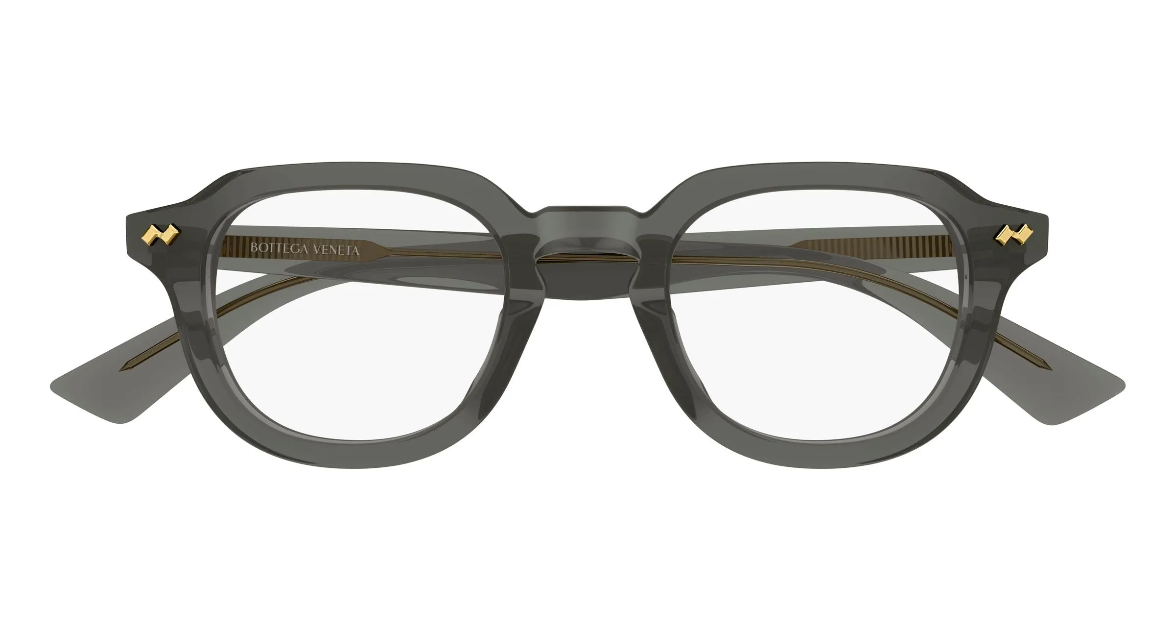 Bottega Veneta BV1505O 007 Montature da vista Acetato Grigio Trasparente Rotonda - immagine 2