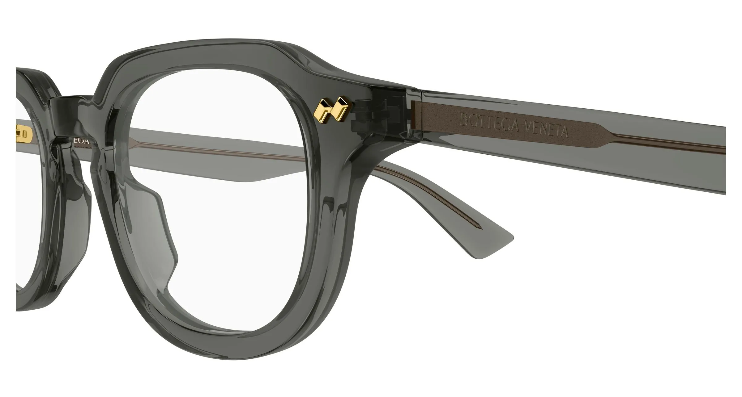 Bottega Veneta BV1505O 007 Montature da vista Acetato Grigio Trasparente Rotonda - immagine 3