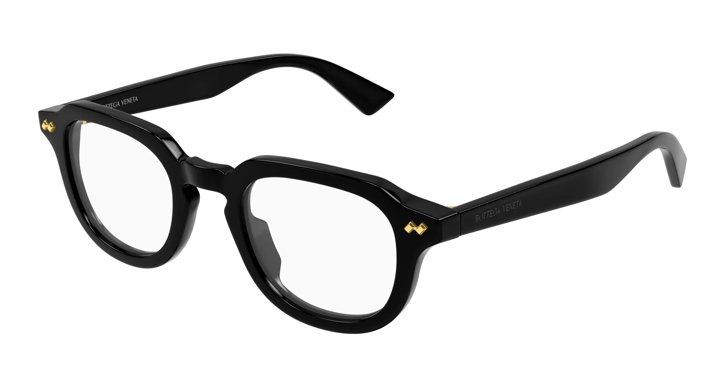 Bottega Veneta BV1505O 005 Montature da vista Acetato Nero Trasparente Rotonda - immagine 1