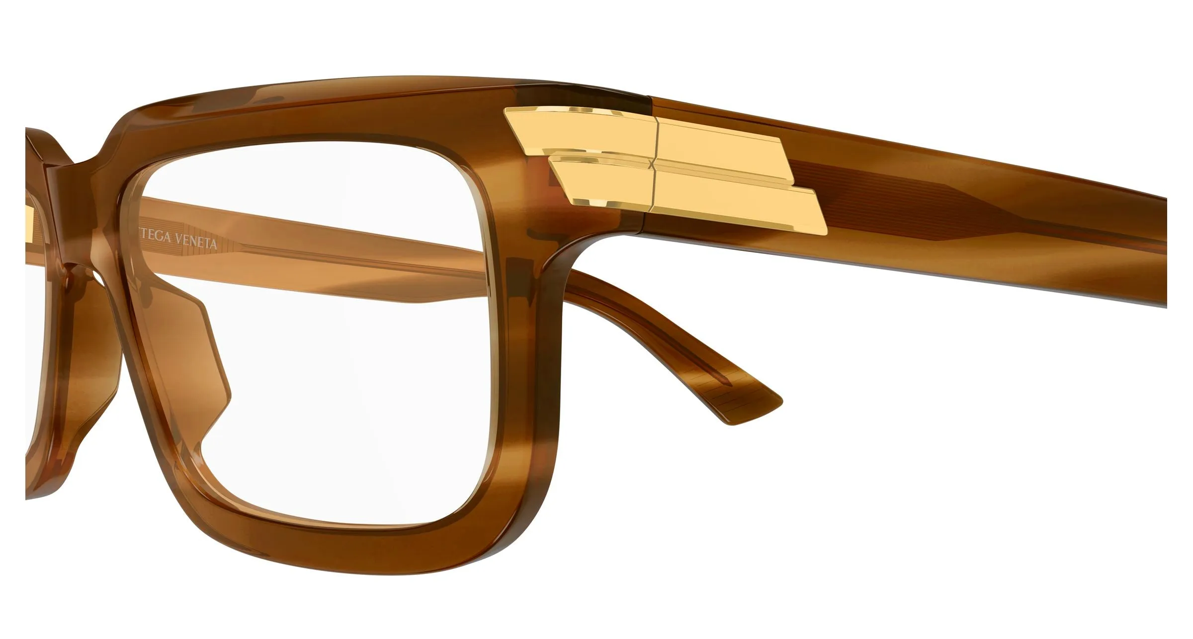 Bottega Veneta BV1490O 008 Montature da vista Acetato Marrone Trasparente Squadrata - immagine 3