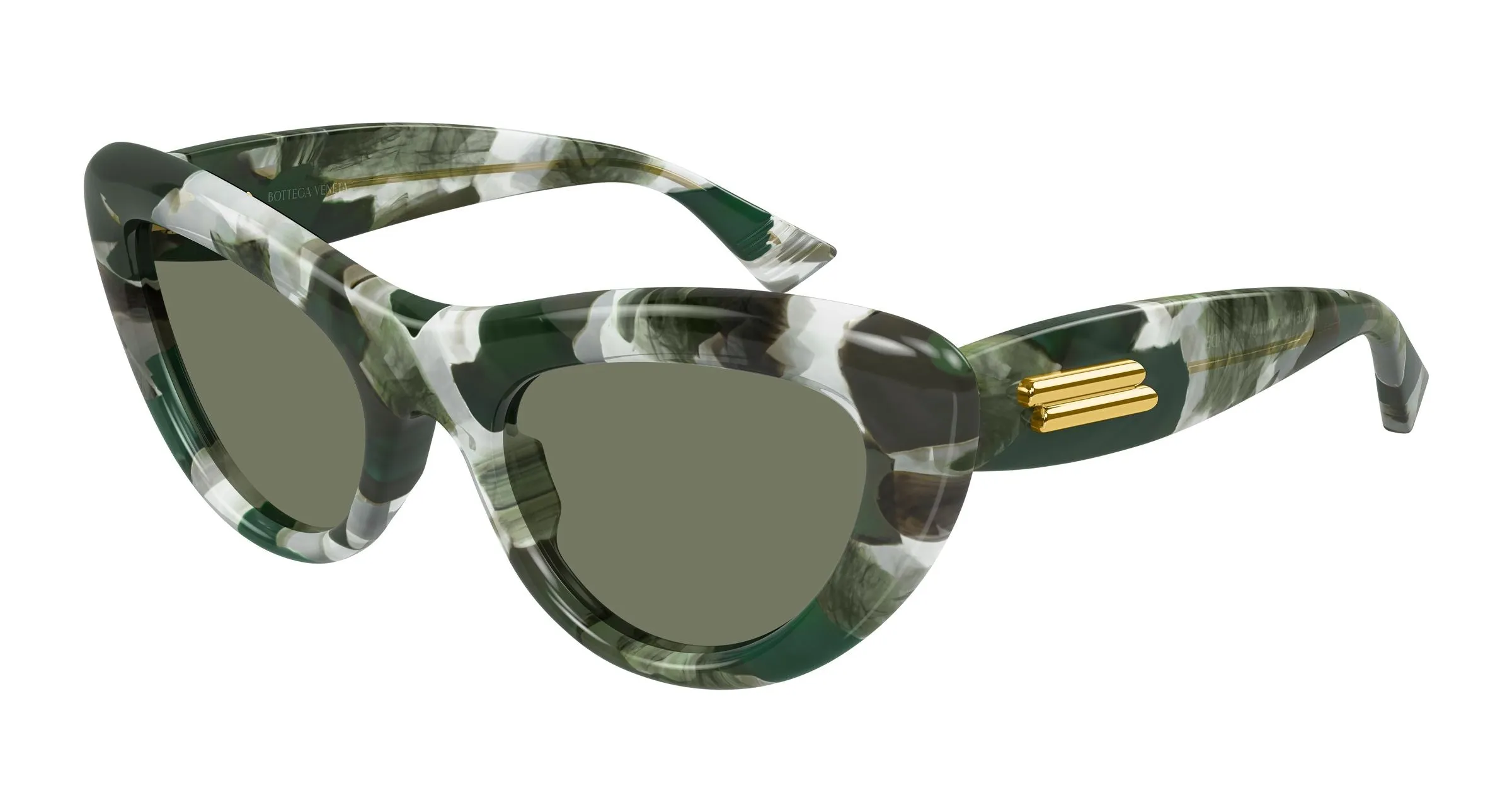 Bottega Veneta BV1475S 001 Occhiali da sole Acetato Havana Verde Cat Eye - immagine 1