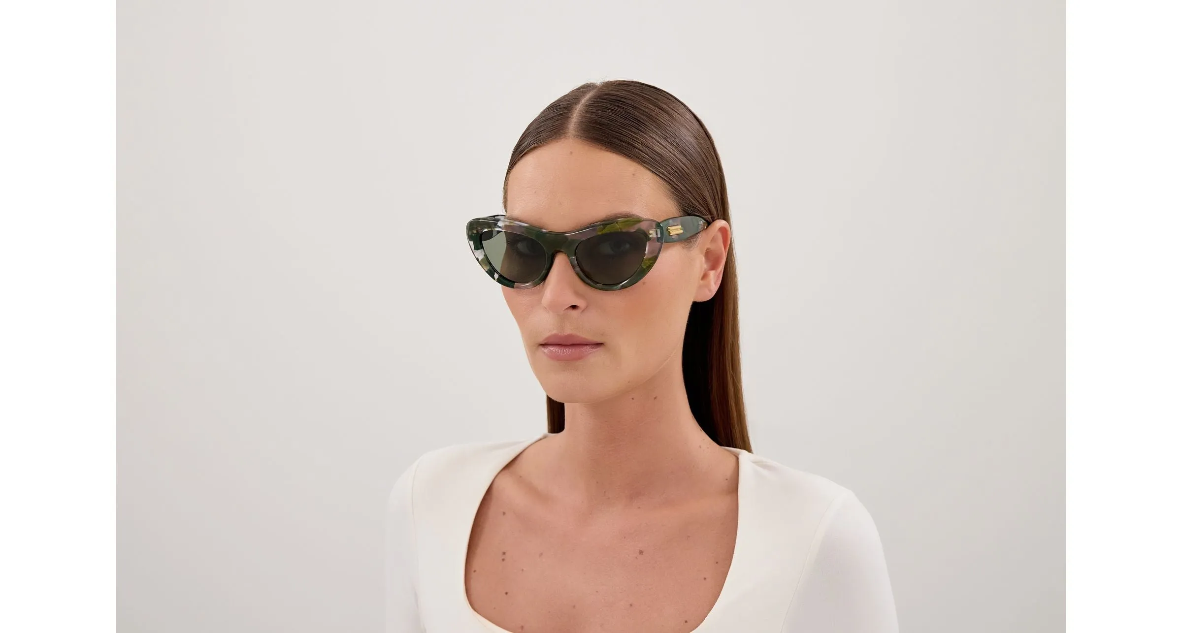 Bottega Veneta BV1475S 001 Occhiali da sole Acetato Havana Verde Cat Eye - immagine 4
