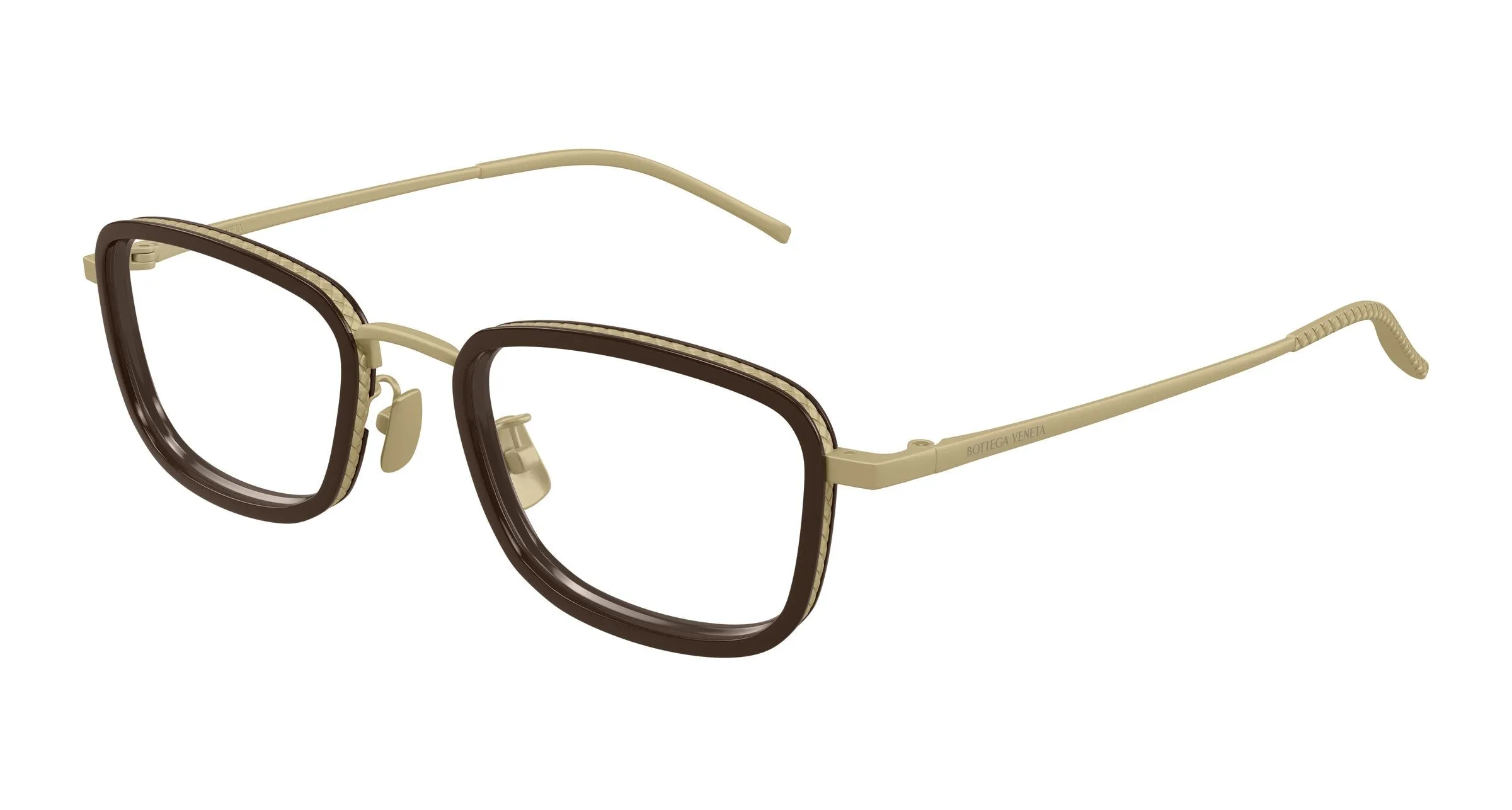 Bottega Veneta BV1474OA 003 Montature da vista Titanio Bronzo Trasparente Squadrata - immagine 1