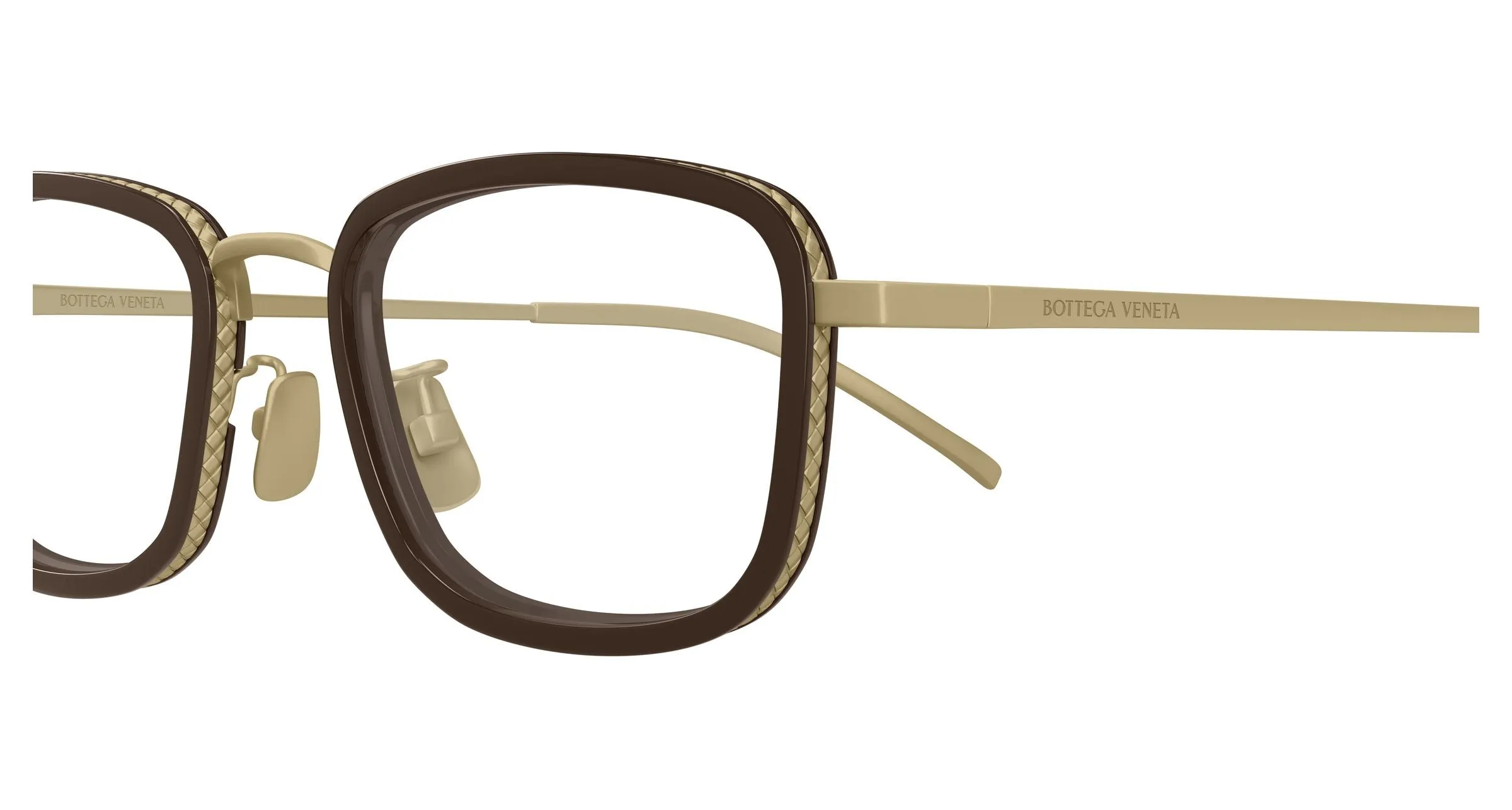 Bottega Veneta BV1474OA 003 Montature da vista Titanio Bronzo Trasparente Squadrata - immagine 3