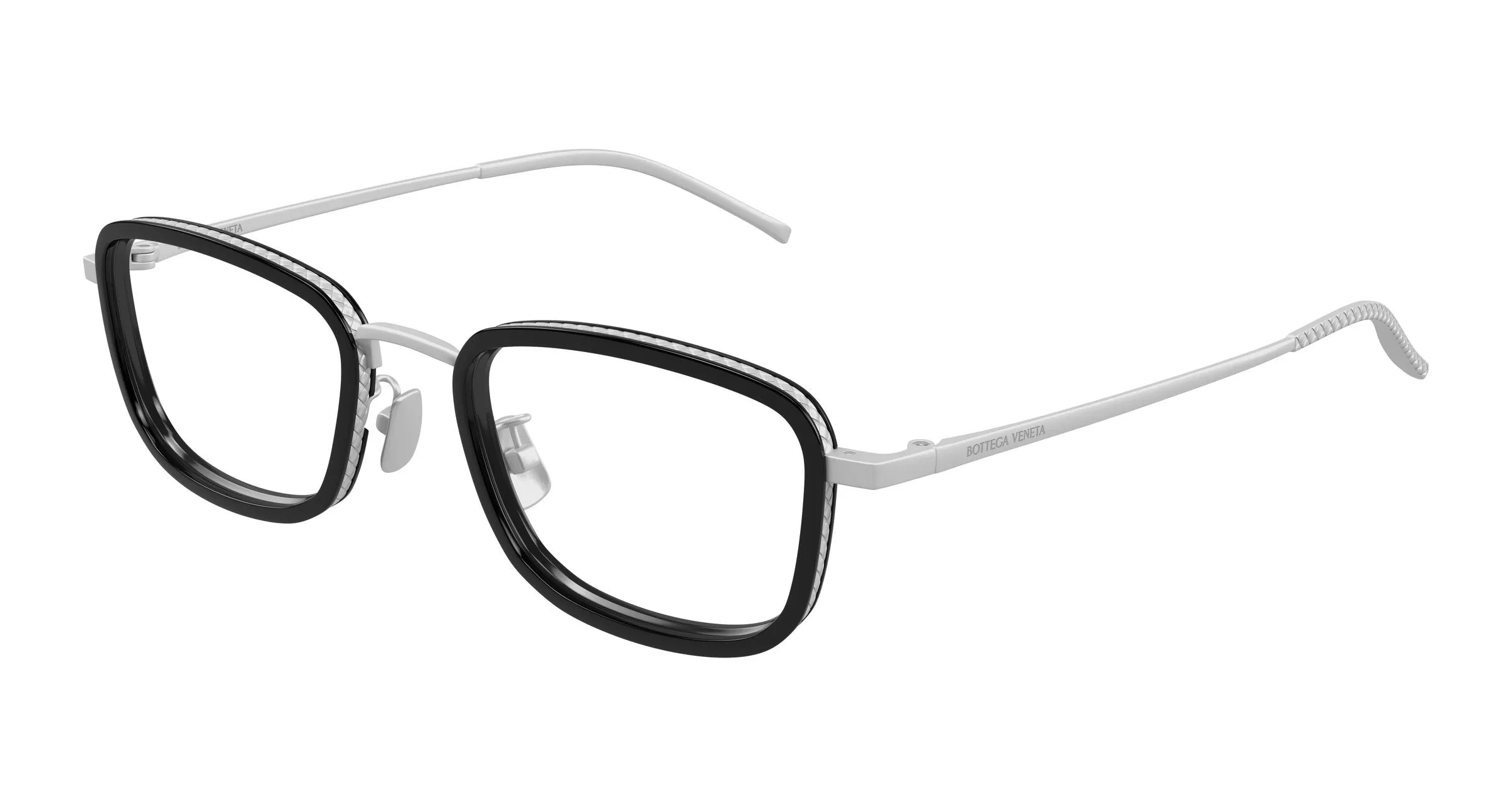 Bottega Veneta BV1474OA 001 Montature da vista Titanio Argento Trasparente Squadrata - immagine 1